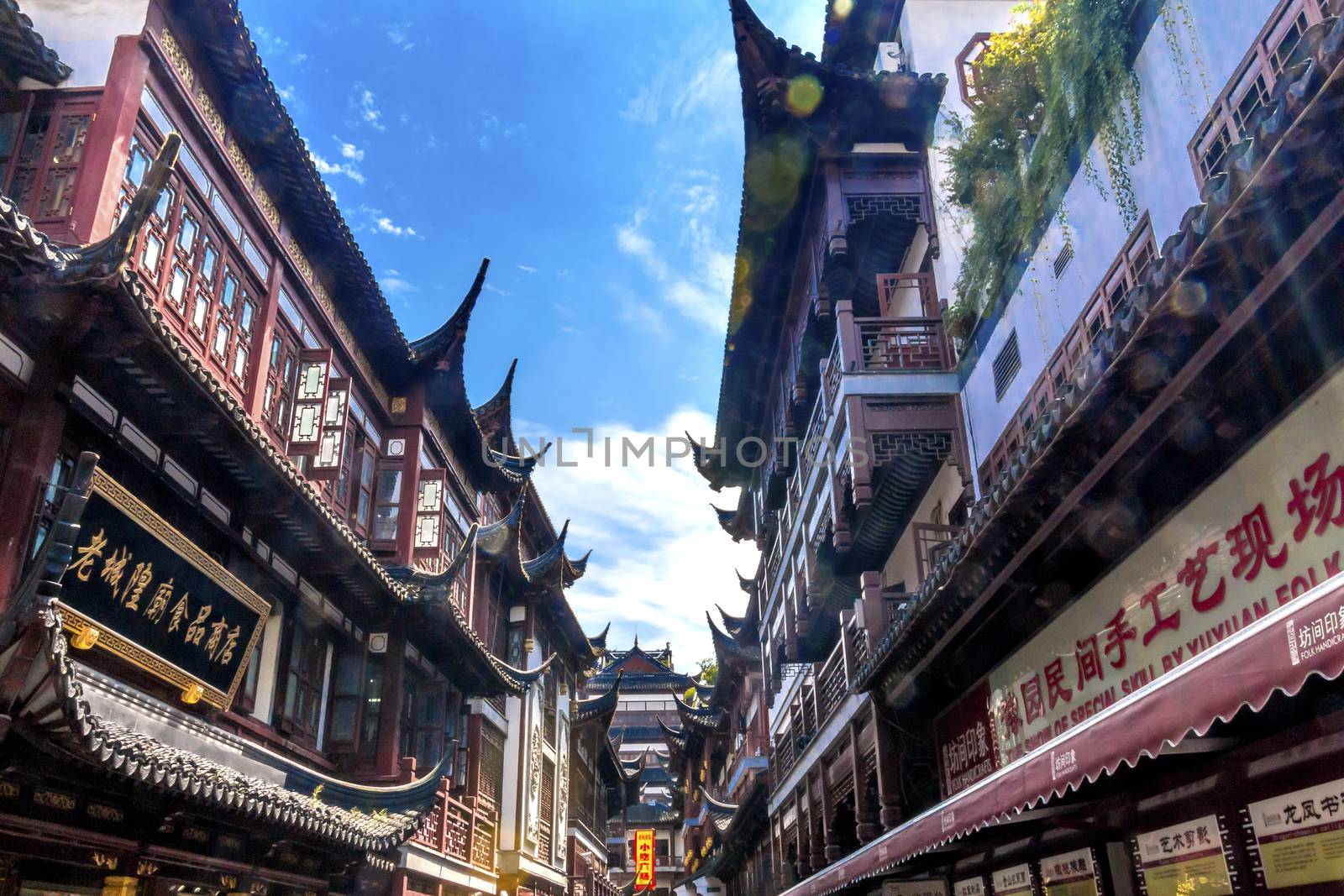 Old Shanghai Houses Red Roofs Yuyuan China by bill_perry