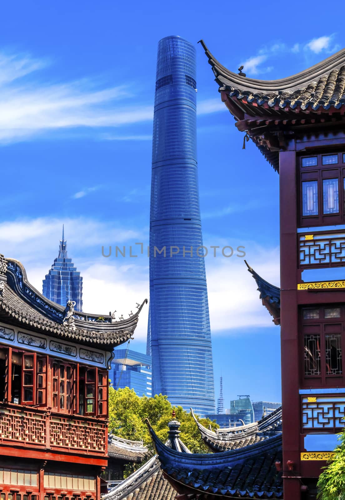 Shanghai Tower, Second Tallest Building in World, Jin Mao Tower from Yuyuan Garden, Old Town, Shanghai China
