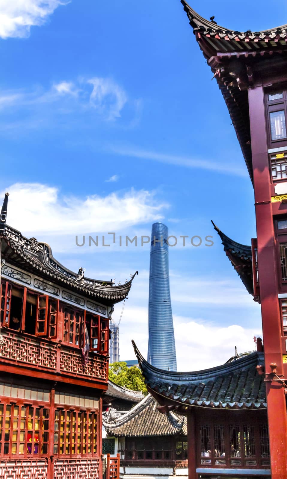 Shanghai Tower, Second Tallest Building in World, from Yuyuan Garden, Old Town, Shanghai China