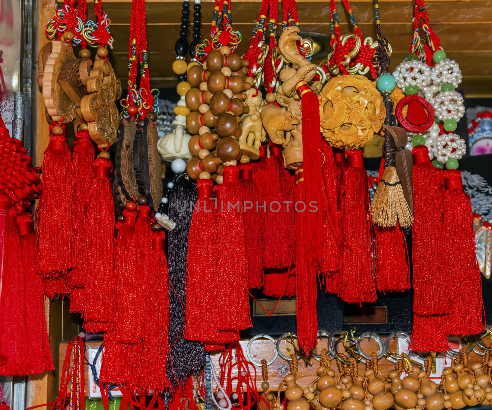 Chinese Colorful Red Souvenir Hanging Decorations Yuyuan Garden Shanghai China