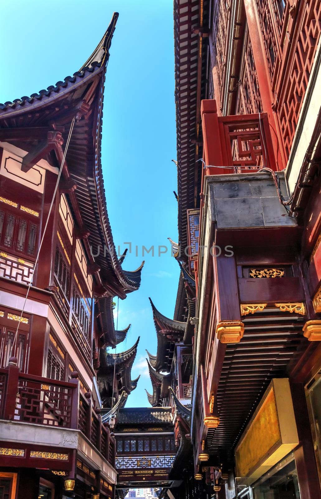 Old Shanghai Houses Red Roofs Yuyuan China by bill_perry