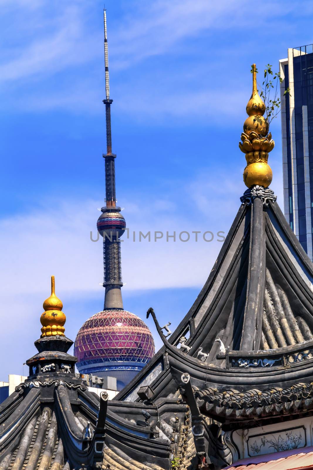 Shanghai China Old and New Shanghai TV Tower and Yuyuan Garden by bill_perry