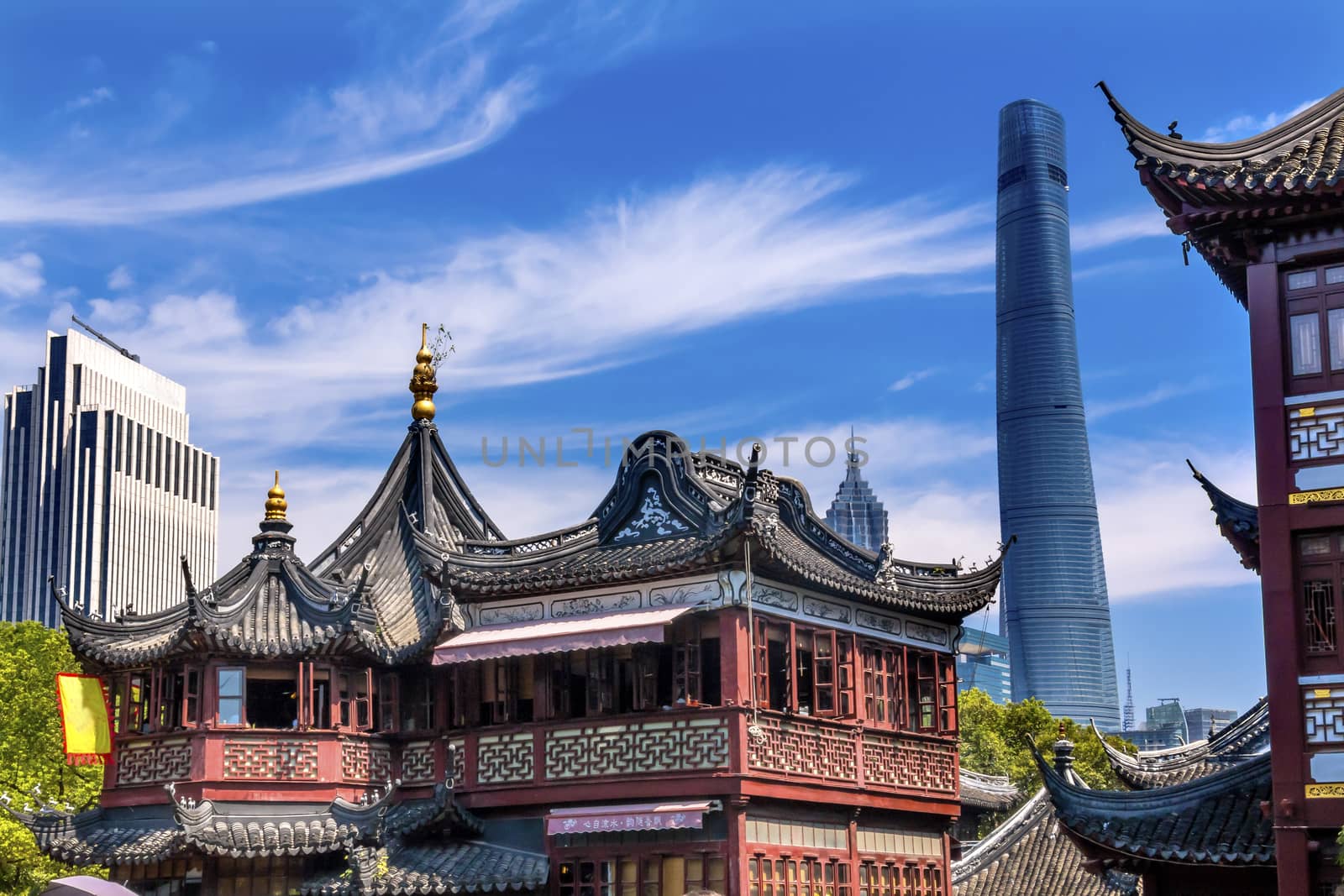 Shanghai Tower, Second Tallest Building in World, Jin Mao Tower from Yuyuan Garden, Old Town, Shanghai China