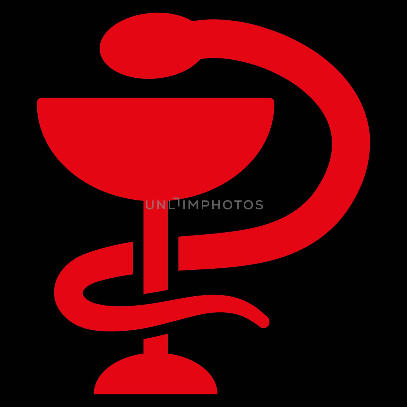 Snake Cup raster icon. Style is flat symbol, red color, rounded angles, black background.