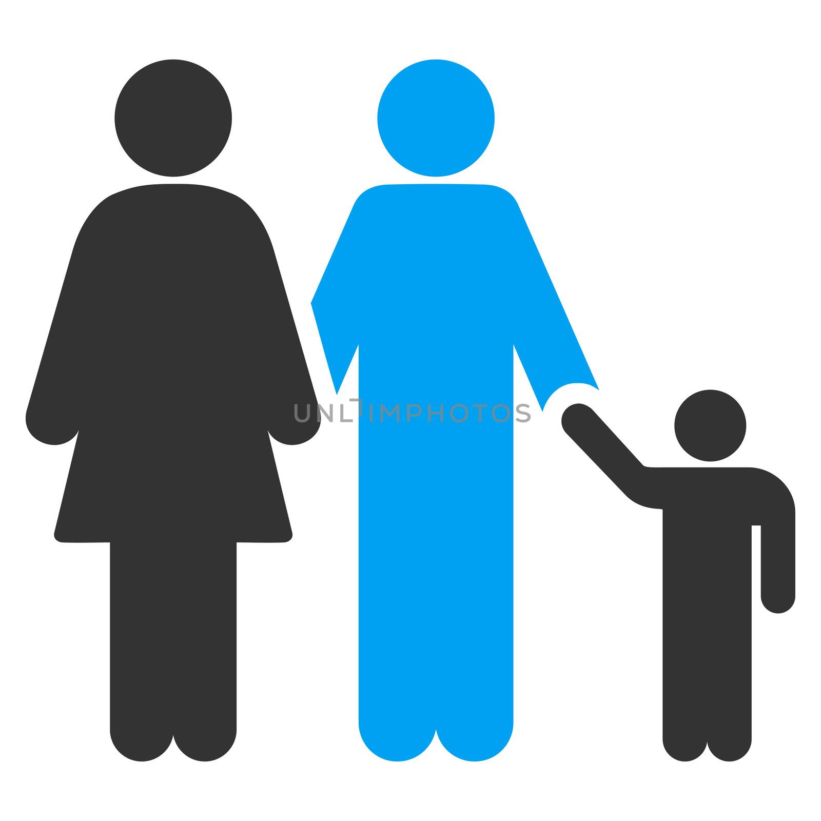 Family raster icon. Style is bicolor flat symbol, blue and gray colors, rounded angles, white background.