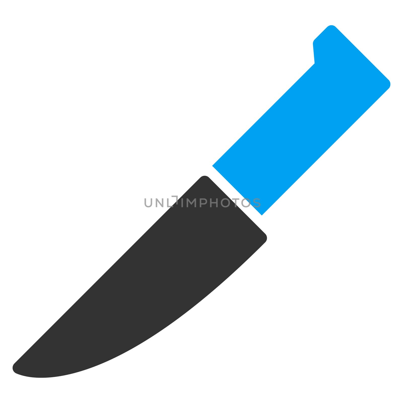 Knife raster icon. Style is bicolor flat symbol, blue and gray colors, rounded angles, white background.