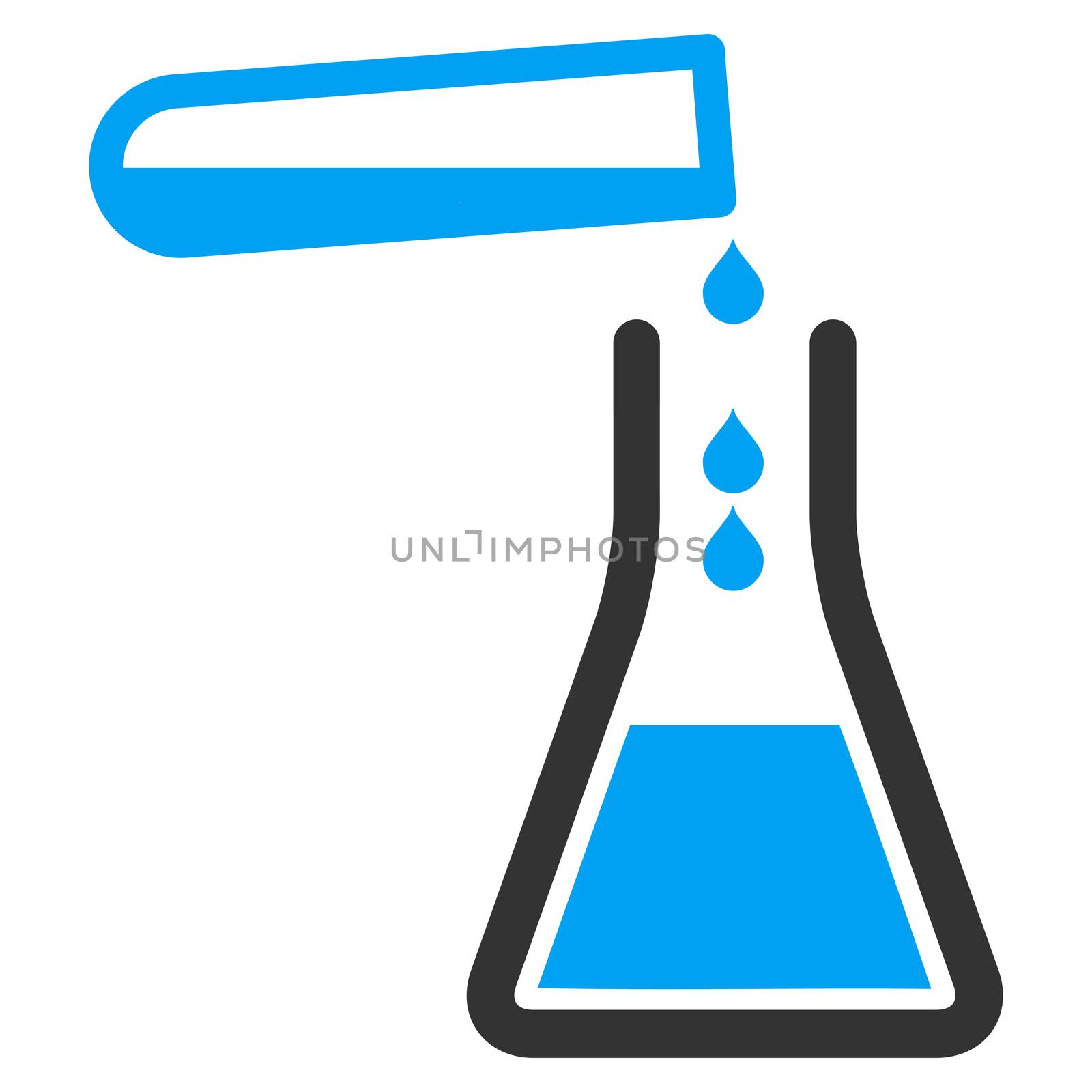 Liquid Transfusion raster icon. Style is bicolor flat symbol, blue and gray colors, rounded angles, white background.