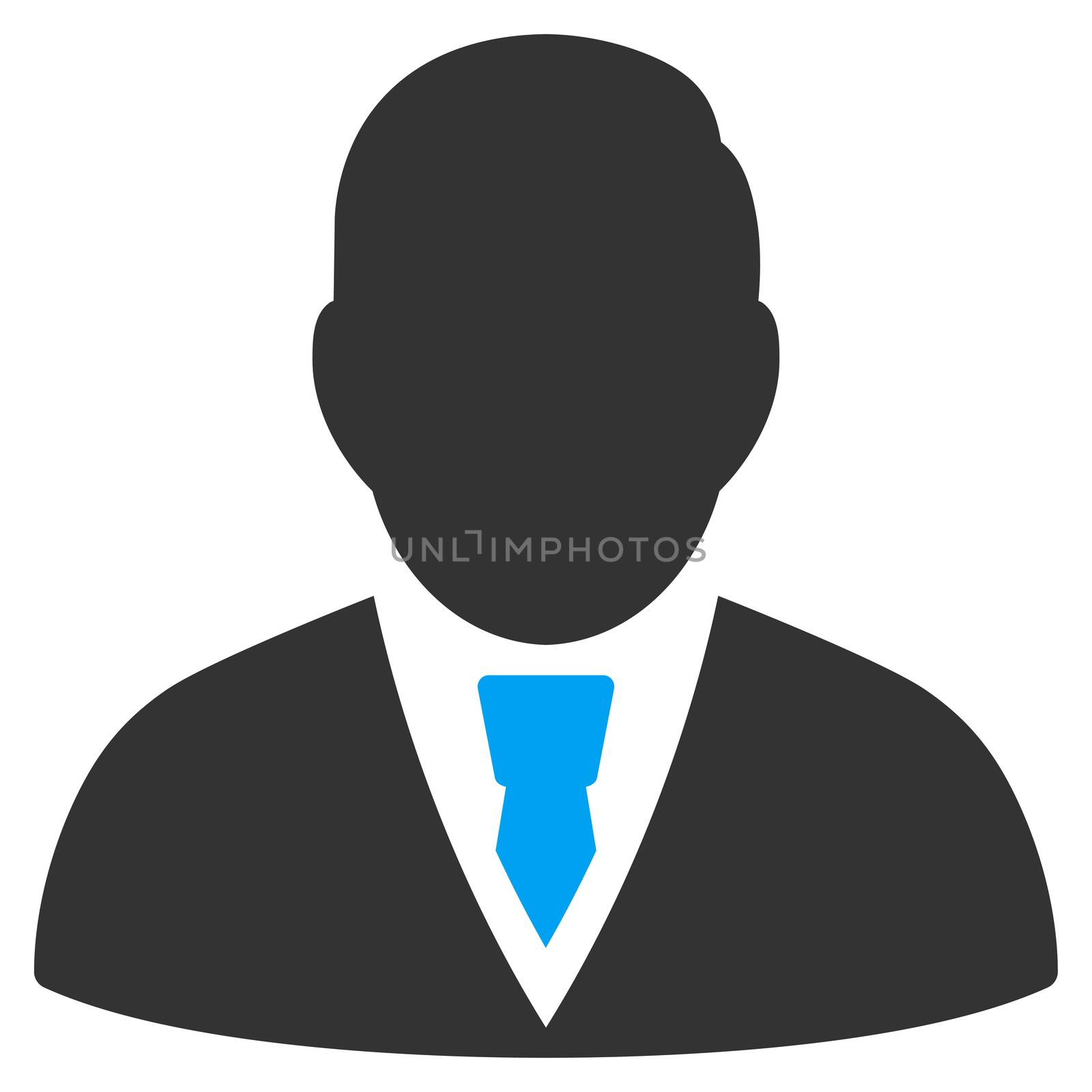 Manager raster icon. Style is bicolor flat symbol, blue and gray colors, rounded angles, white background.