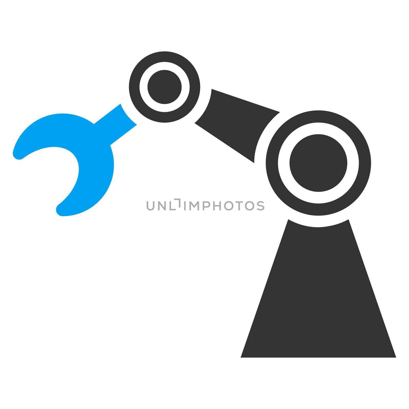 Manipulator raster icon. Style is bicolor flat symbol, blue and gray colors, rounded angles, white background.