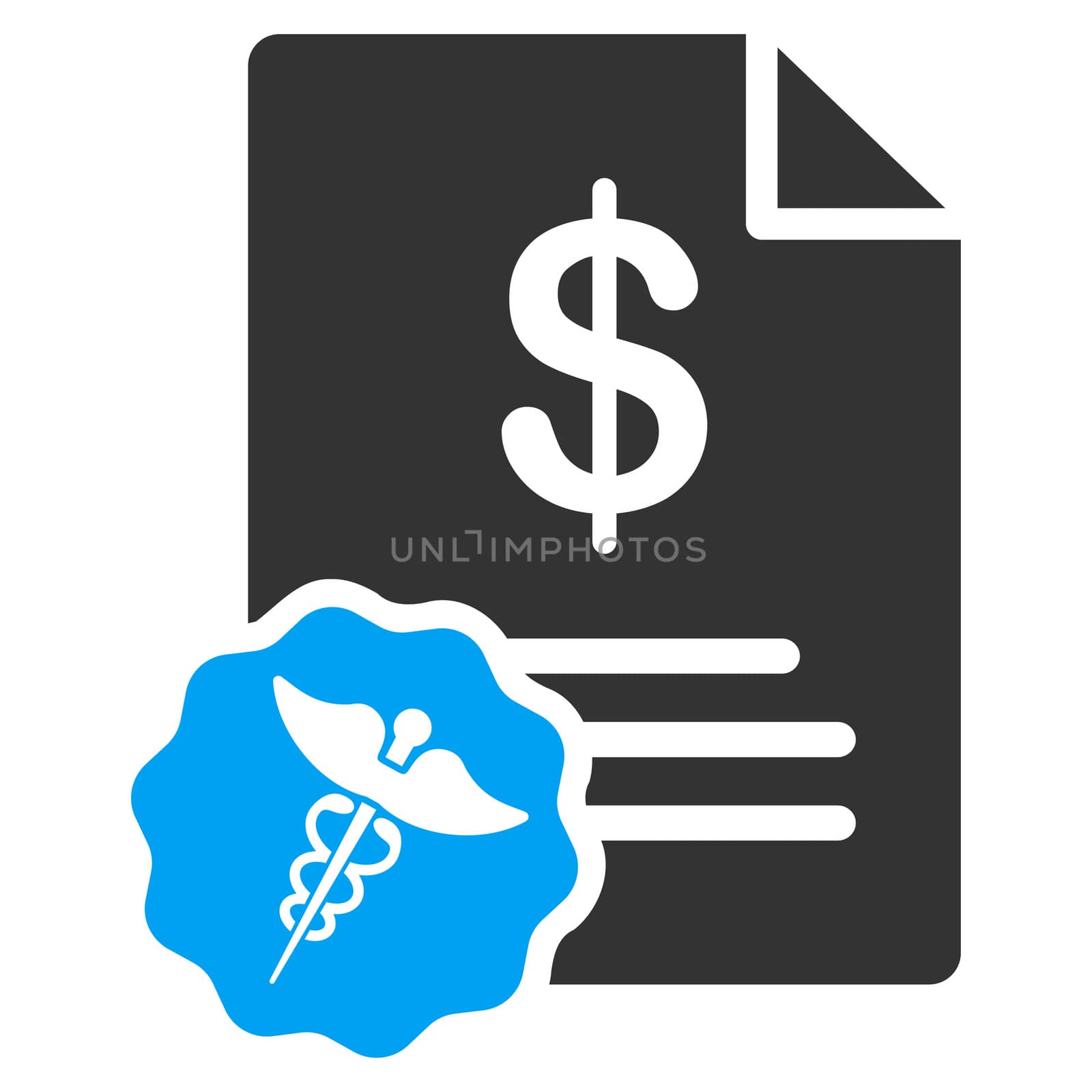 Medical Prices raster icon. Style is bicolor flat symbol, blue and gray colors, rounded angles, white background.