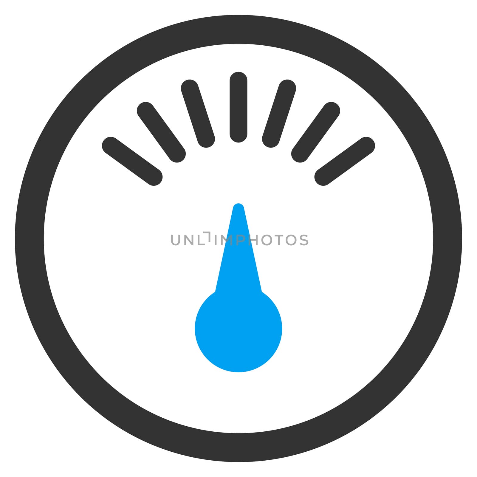 Meter raster icon. Style is bicolor flat symbol, blue and gray colors, rounded angles, white background.
