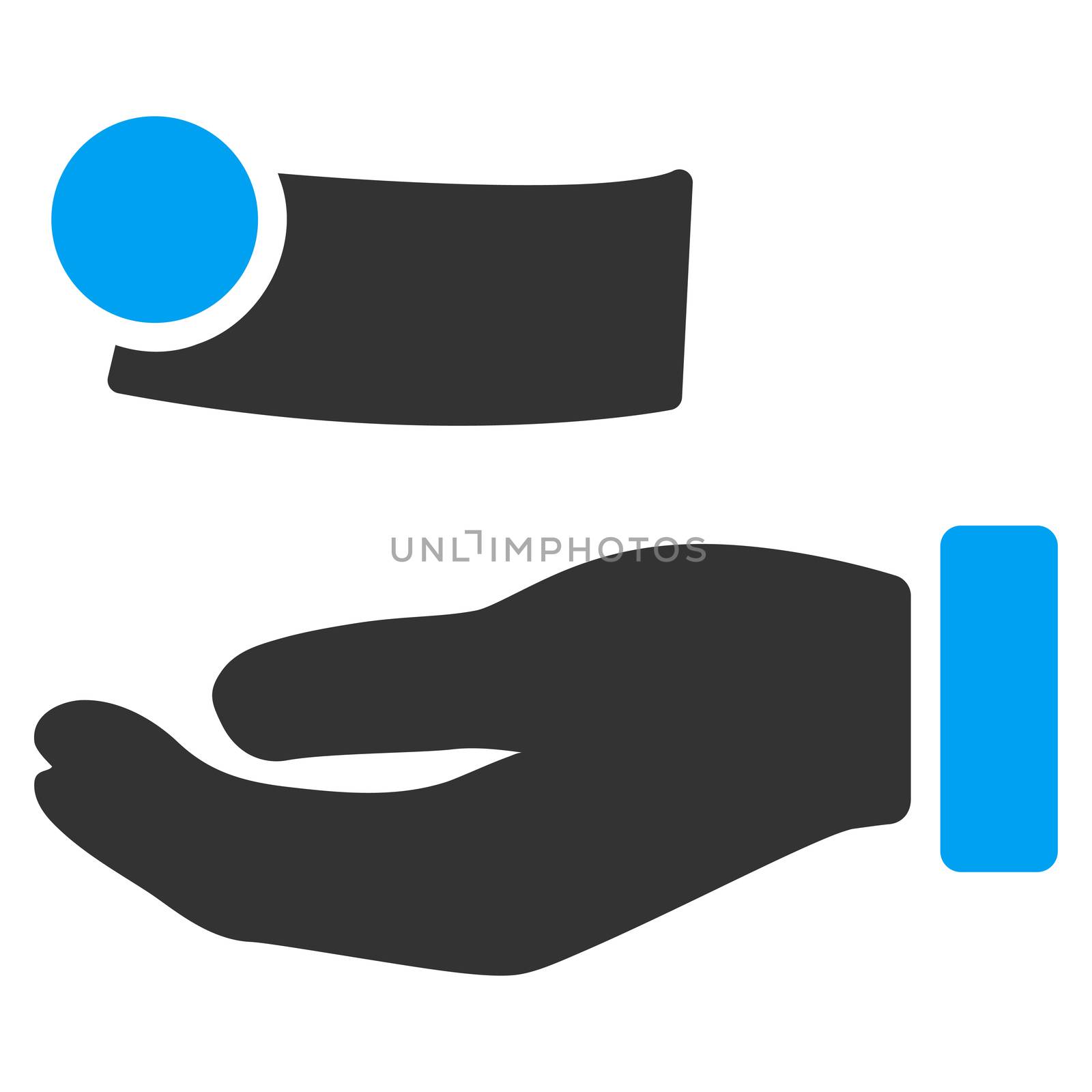 Money Payment raster icon. Style is bicolor flat symbol, blue and gray colors, rounded angles, white background.