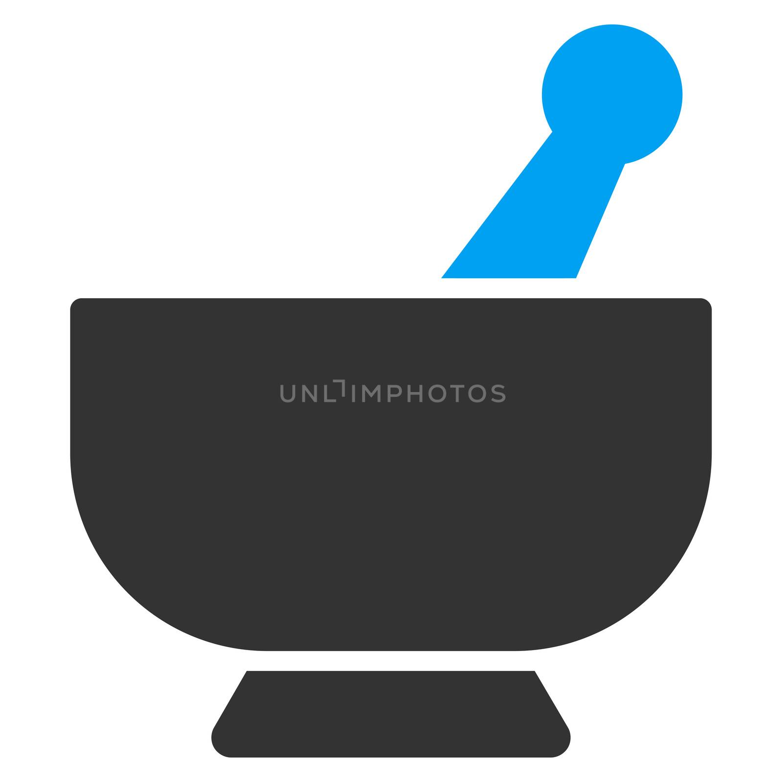 Mortar raster icon. Style is bicolor flat symbol, blue and gray colors, rounded angles, white background.