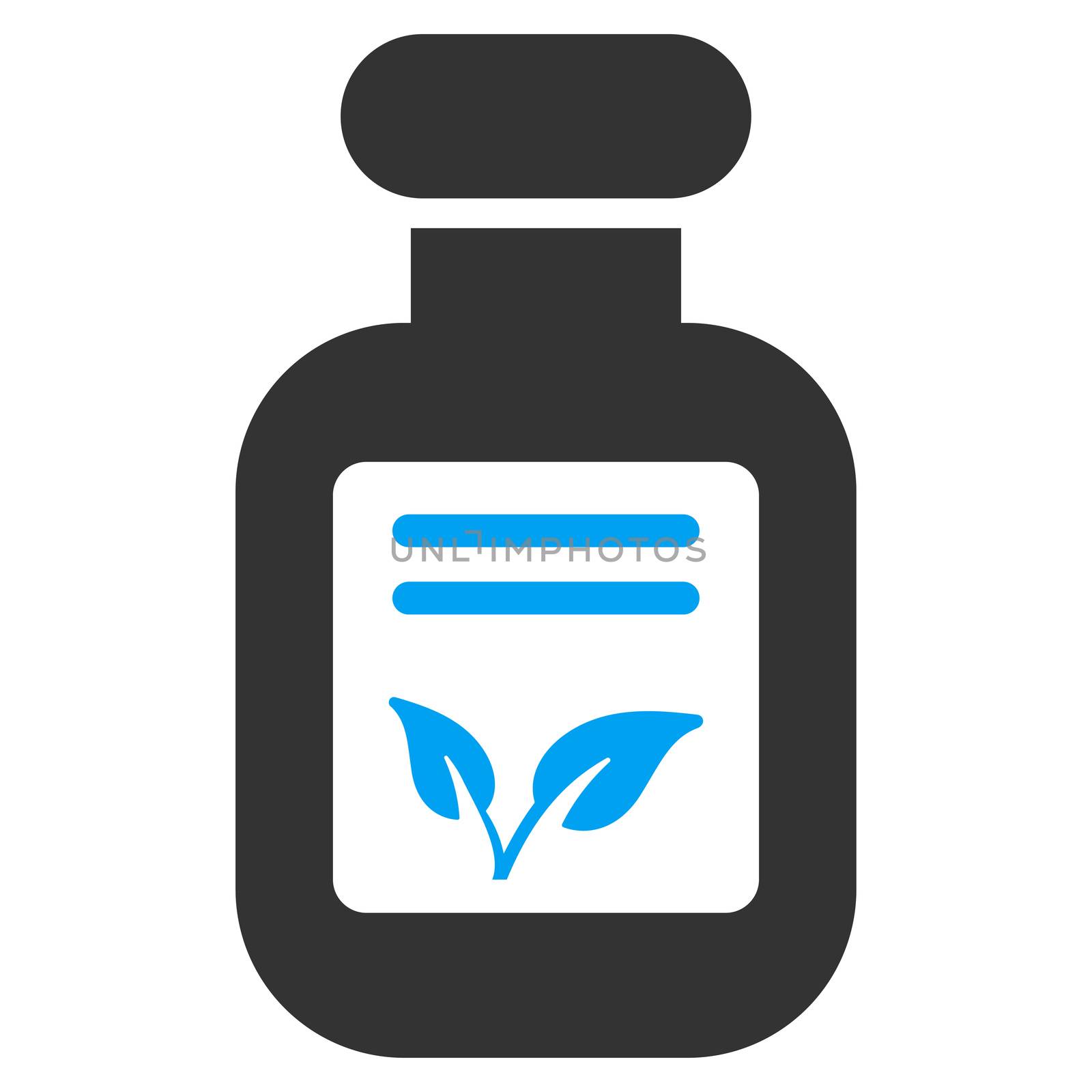 Natural Drugs raster icon. Style is bicolor flat symbol, blue and gray colors, rounded angles, white background.