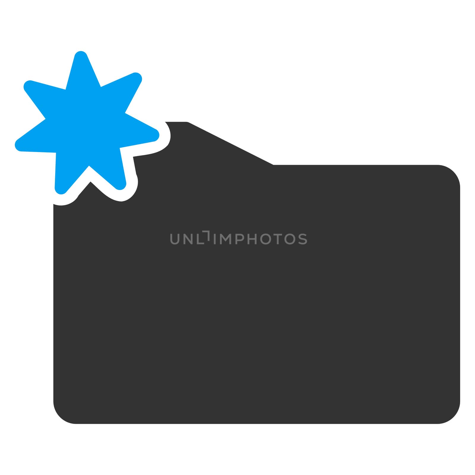 New Folder raster icon. Style is bicolor flat symbol, blue and gray colors, rounded angles, white background.