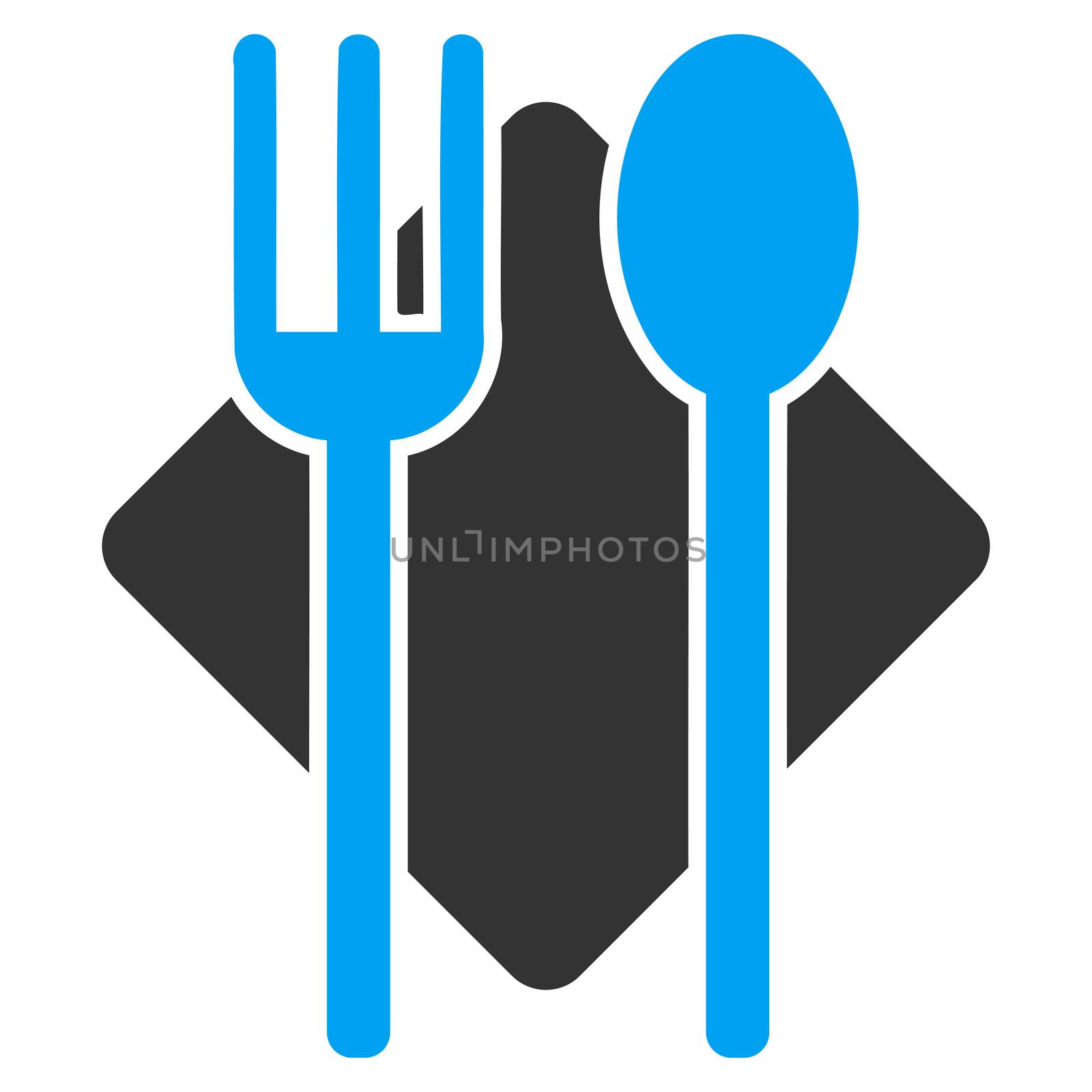 Nutrition raster icon. Style is bicolor flat symbol, blue and gray colors, rounded angles, white background.