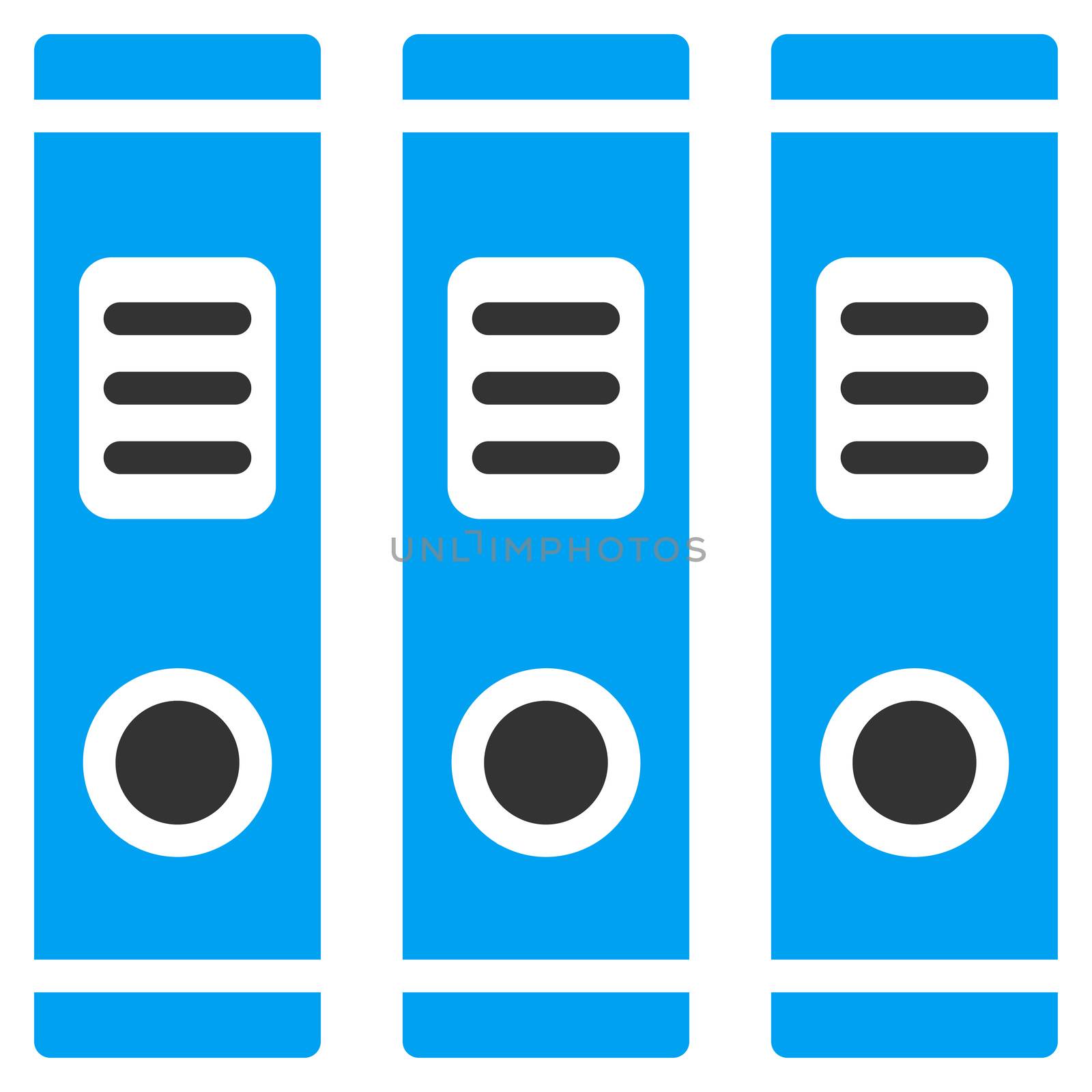 Office Books raster icon. Style is bicolor flat symbol, blue and gray colors, rounded angles, white background.