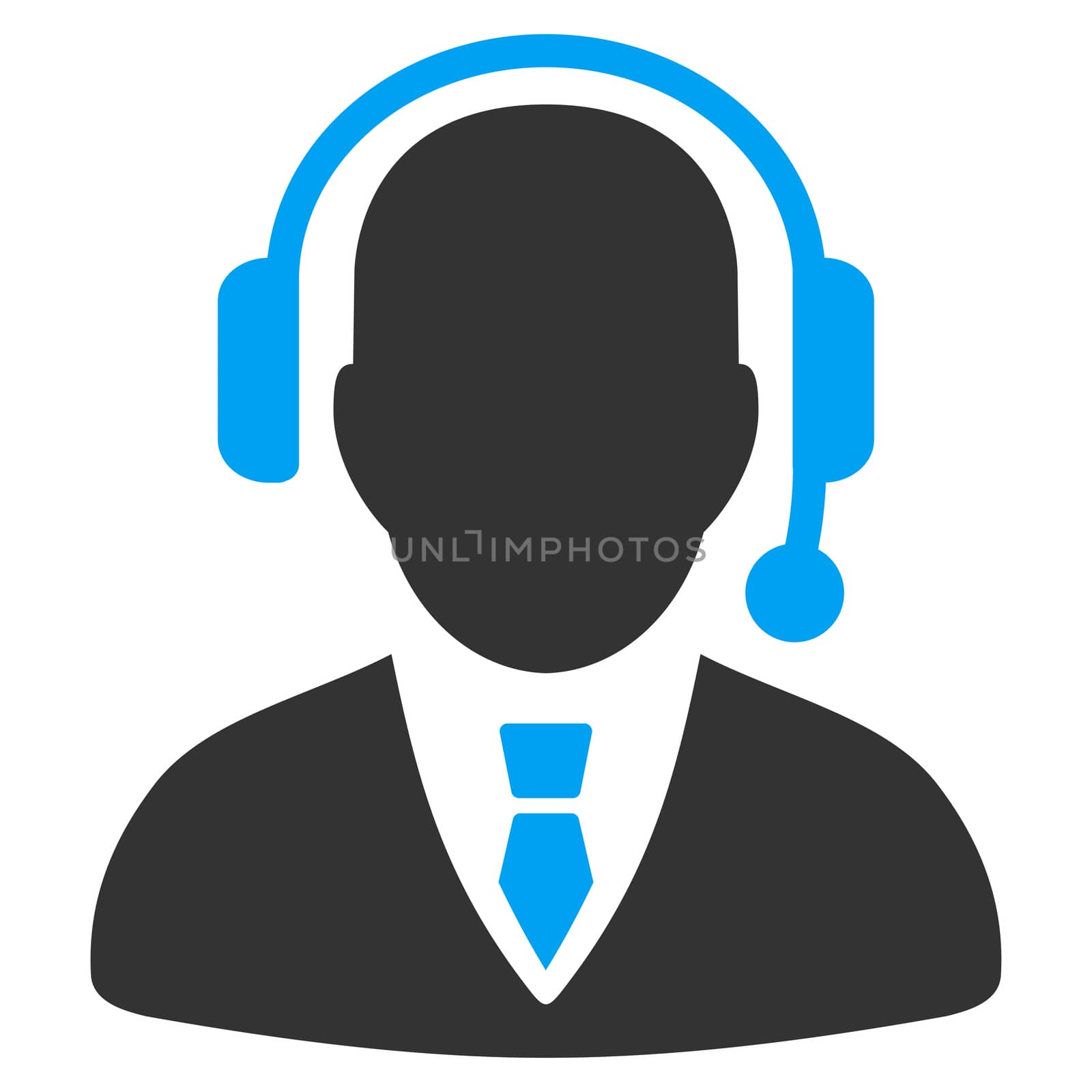 Operator raster icon. Style is bicolor flat symbol, blue and gray colors, rounded angles, white background.