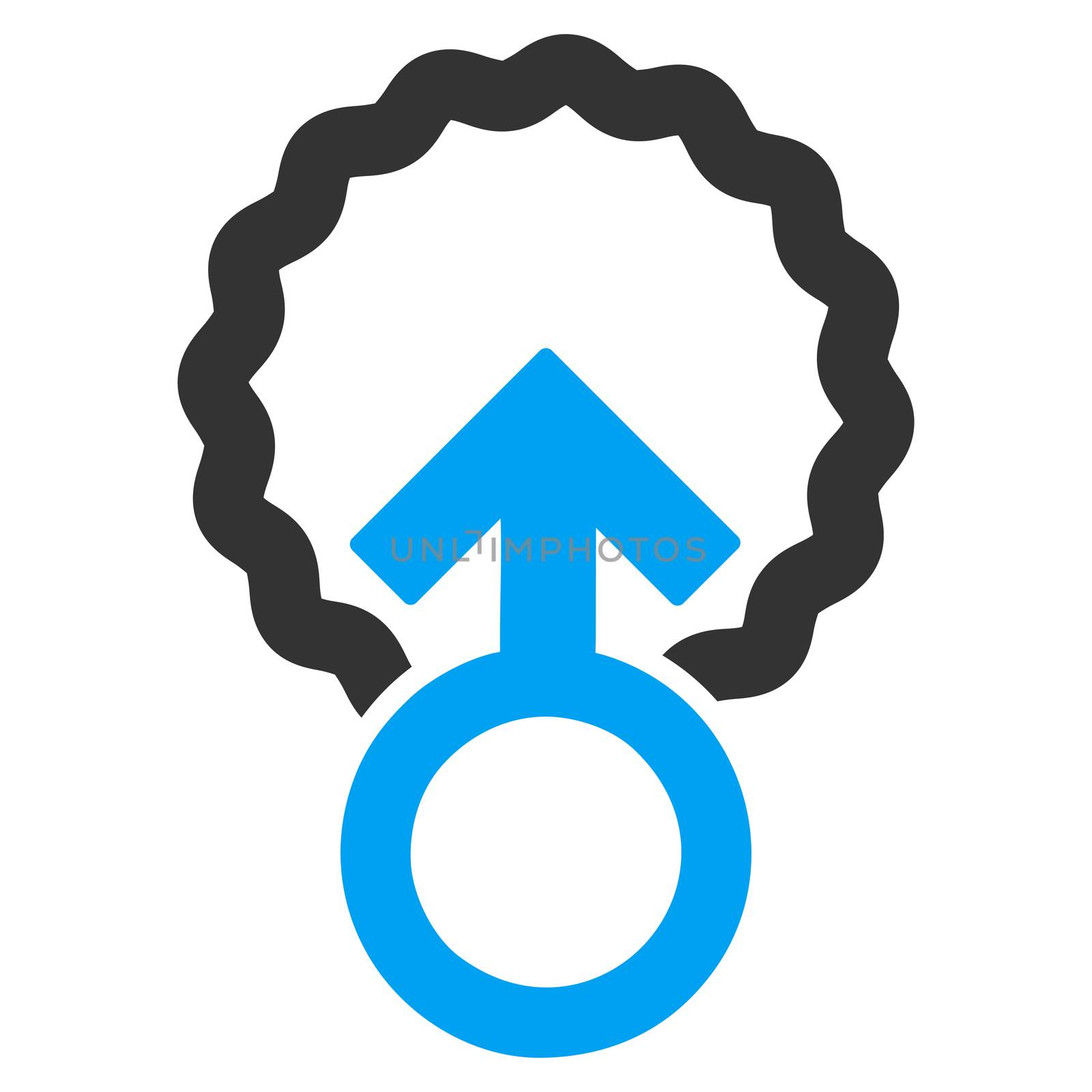 Ovum Penetration raster icon. Style is bicolor flat symbol, blue and gray colors, rounded angles, white background.