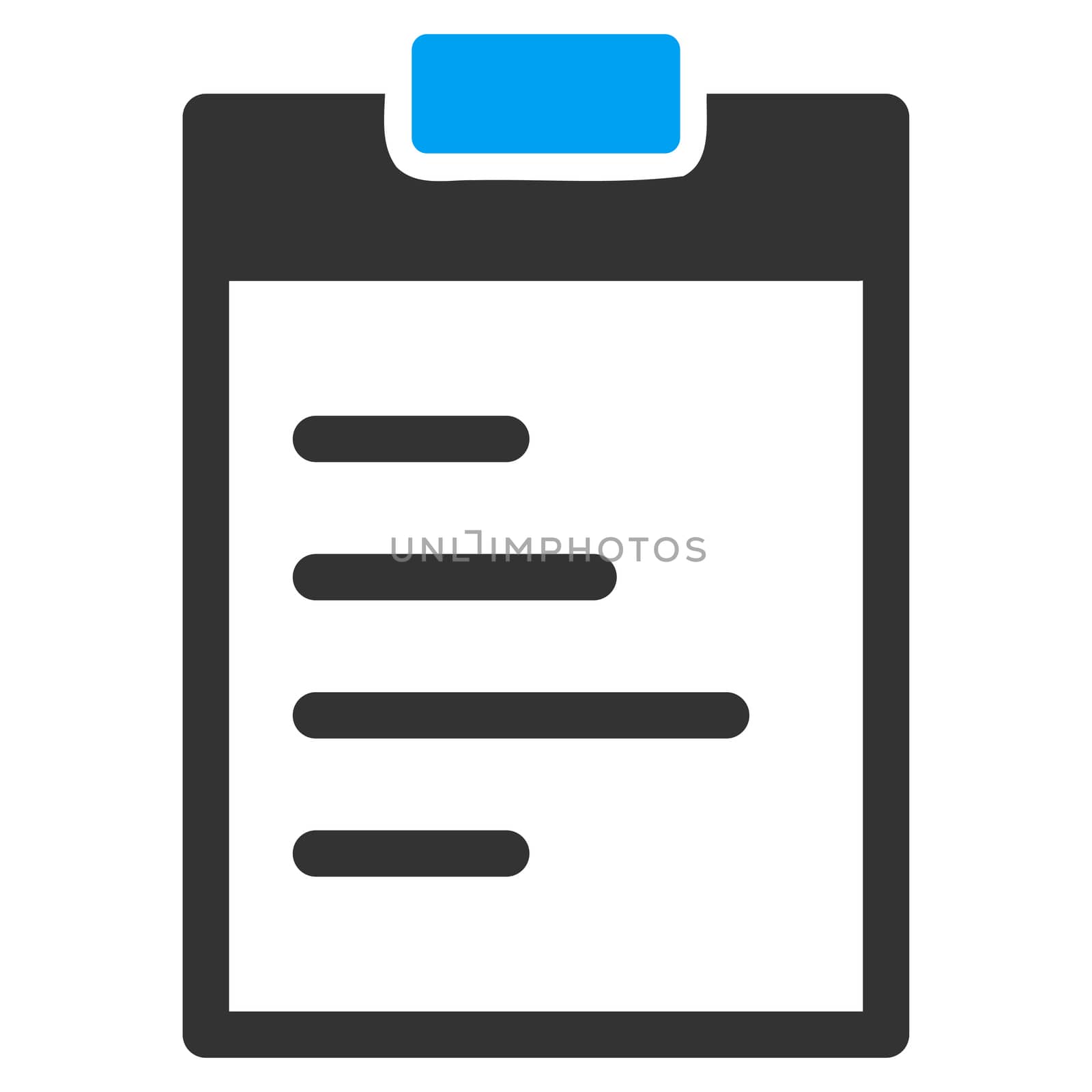 Pad Text raster icon. Style is bicolor flat symbol, blue and gray colors, rounded angles, white background.