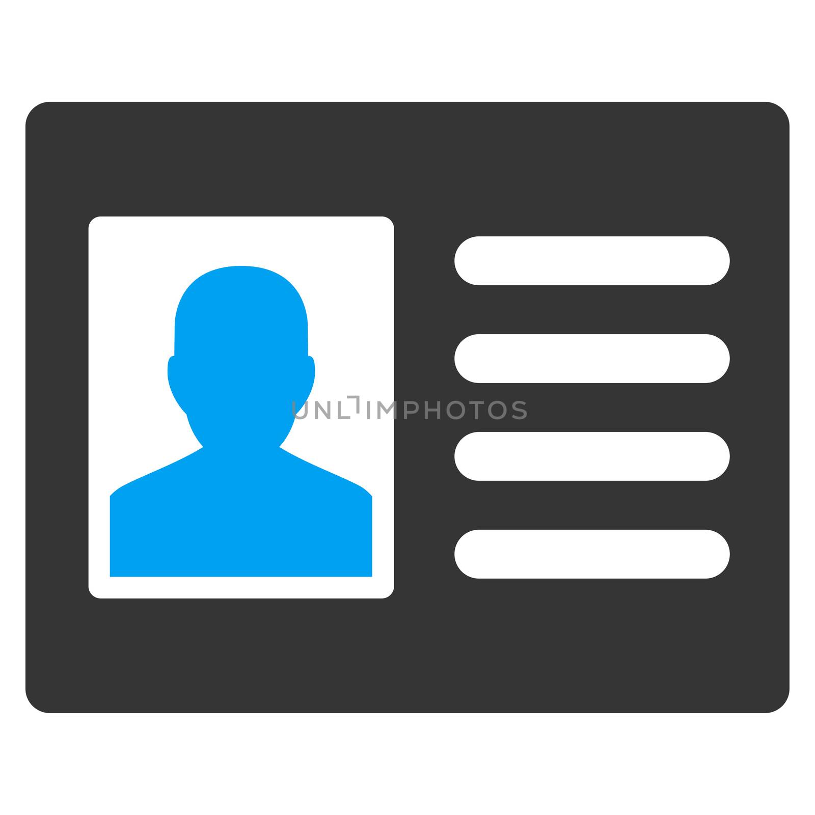 Patient Account raster icon. Style is bicolor flat symbol, blue and gray colors, rounded angles, white background.
