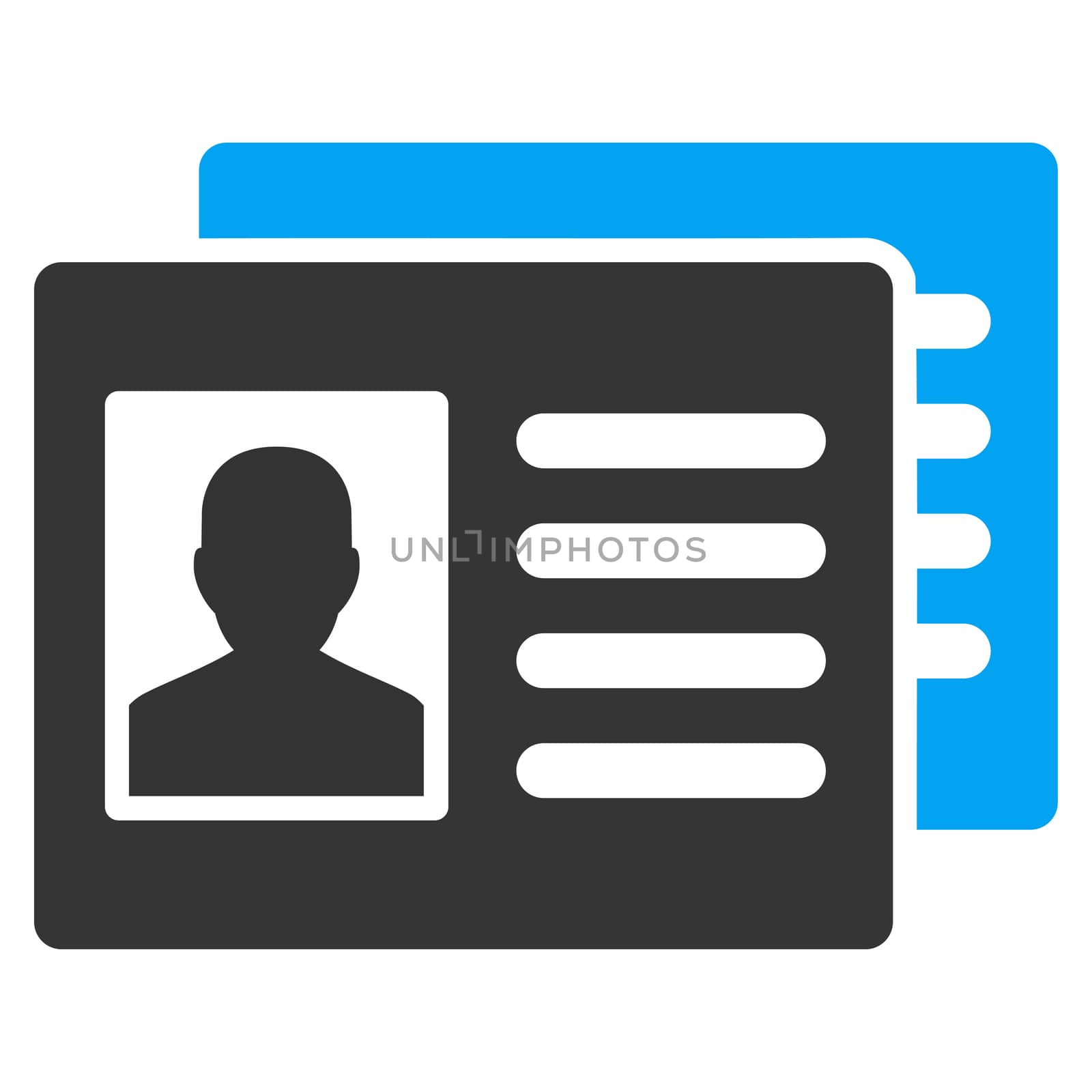 Patient Accounts raster icon. Style is bicolor flat symbol, blue and gray colors, rounded angles, white background.