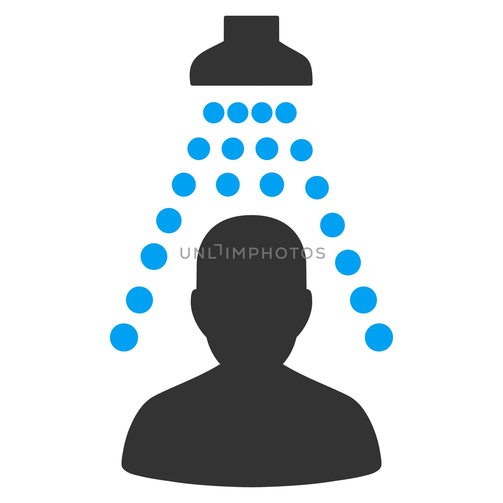Patient Disinfection raster icon. Style is bicolor flat symbol, blue and gray colors, rounded angles, white background.