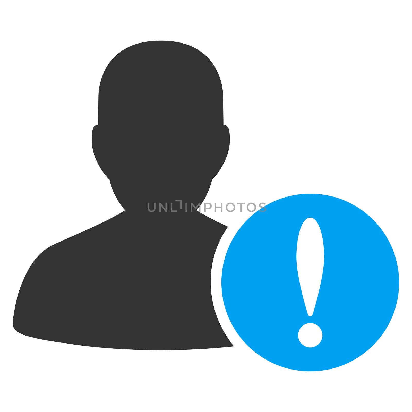 Patient Problem raster icon. Style is bicolor flat symbol, blue and gray colors, rounded angles, white background.