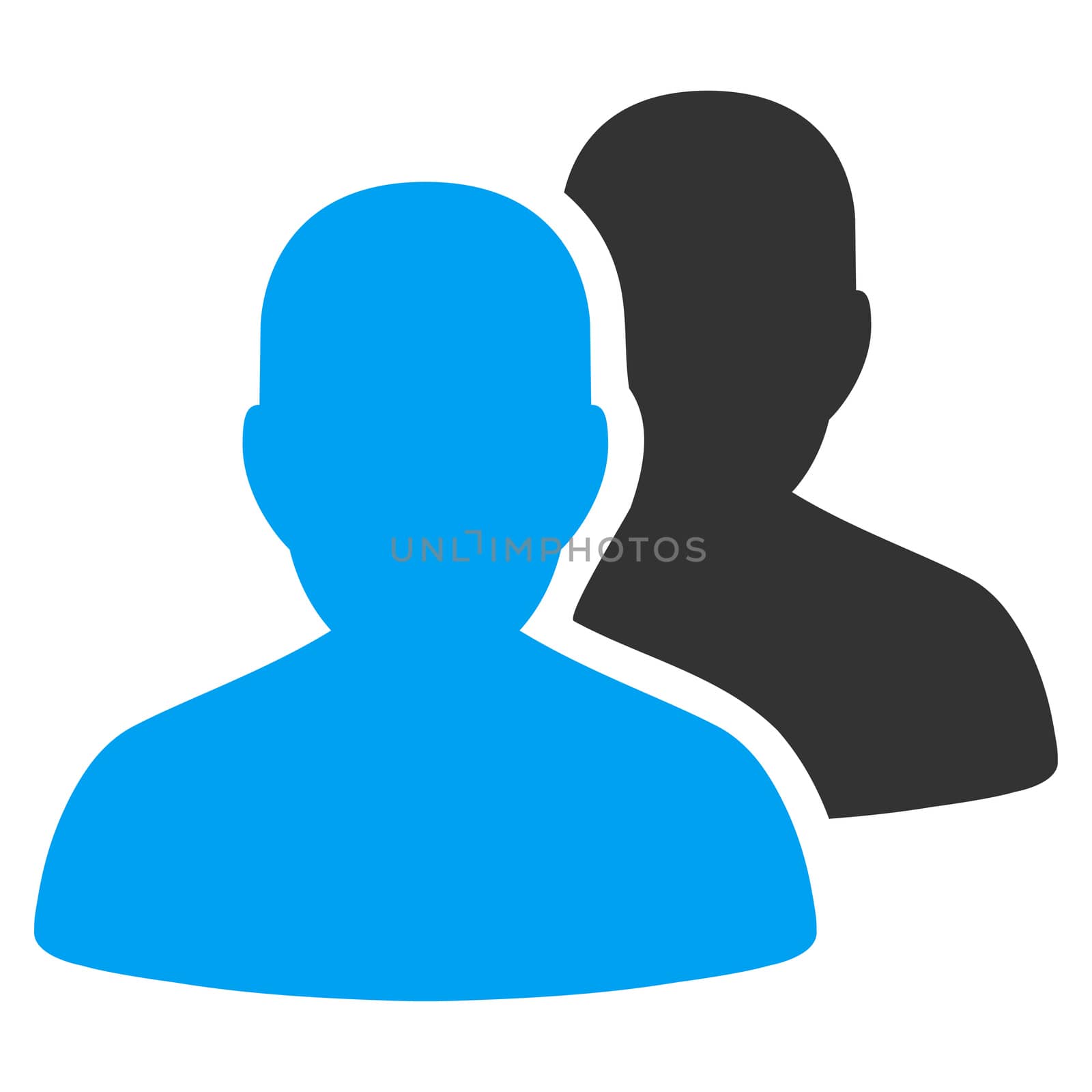 Patients raster icon. Style is bicolor flat symbol, blue and gray colors, rounded angles, white background.