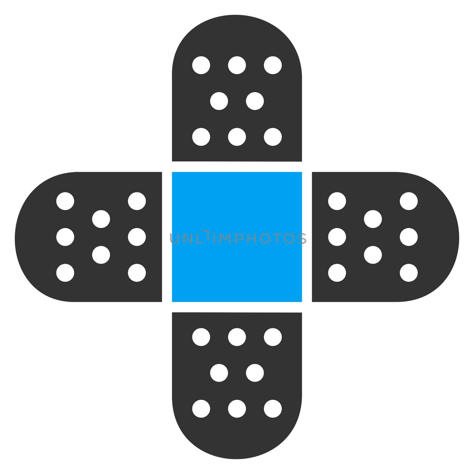 Plaster raster icon. Style is bicolor flat symbol, blue and gray colors, rounded angles, white background.