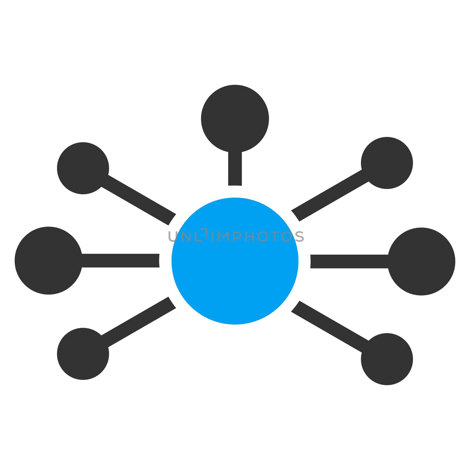 Relations raster icon. Style is bicolor flat symbol, blue and gray colors, rounded angles, white background.
