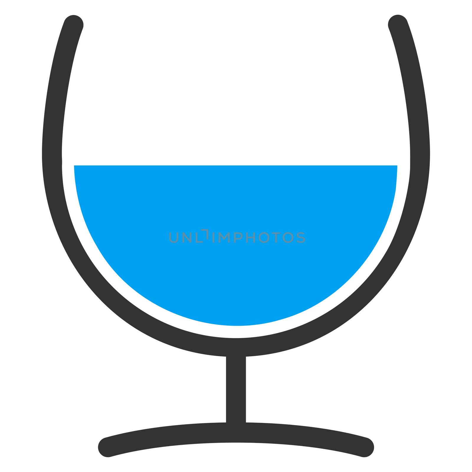 Remedy Glass raster icon. Style is bicolor flat symbol, blue and gray colors, rounded angles, white background.