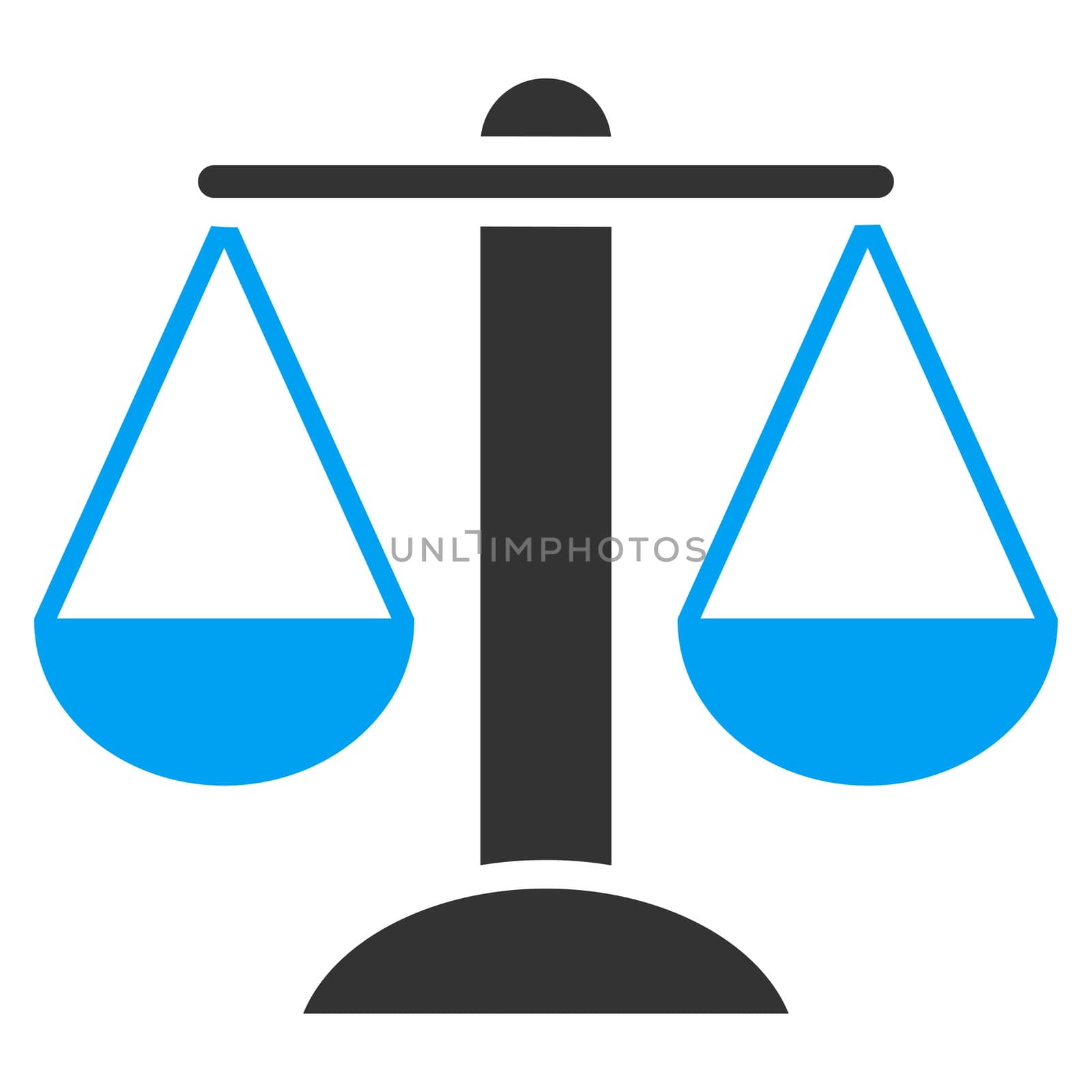 Scales raster icon. Style is bicolor flat symbol, blue and gray colors, rounded angles, white background.