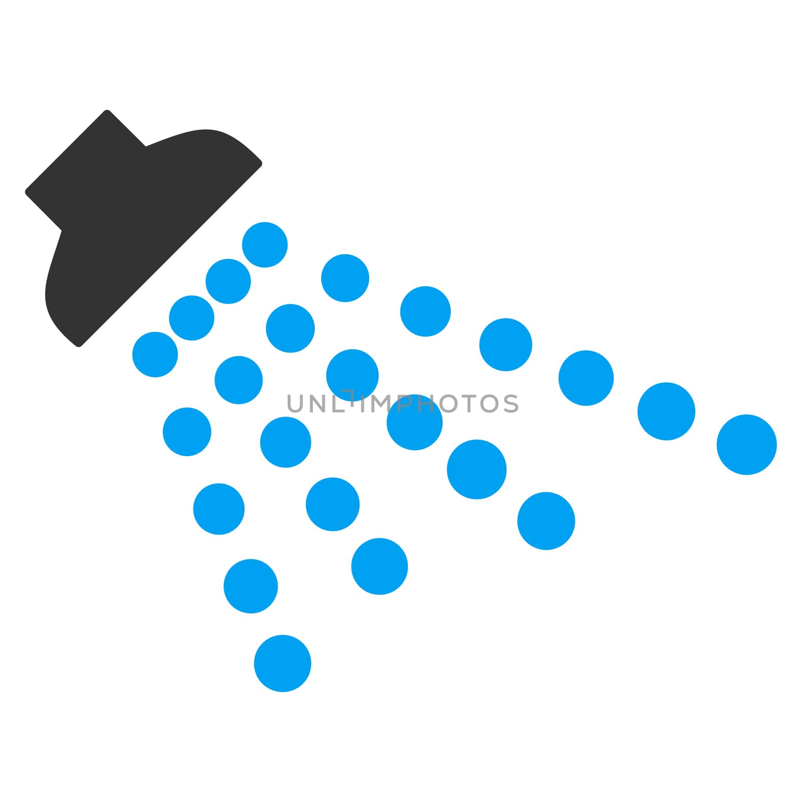 Shower raster icon. Style is bicolor flat symbol, blue and gray colors, rounded angles, white background.
