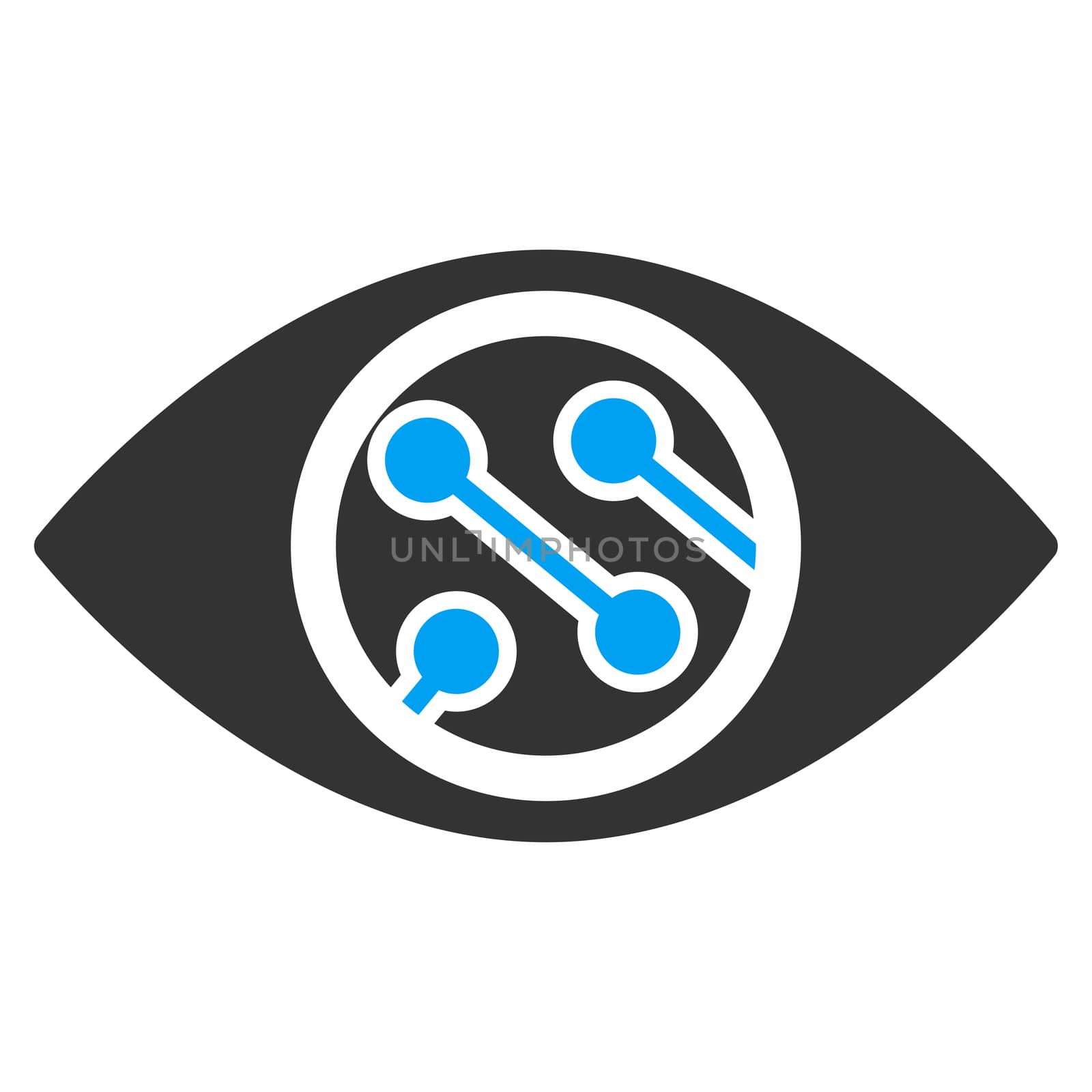Smart Lens raster icon. Style is bicolor flat symbol, blue and gray colors, rounded angles, white background.
