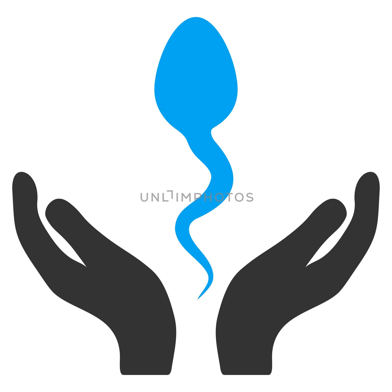 Sperm Care raster icon. Style is bicolor flat symbol, blue and gray colors, rounded angles, white background.