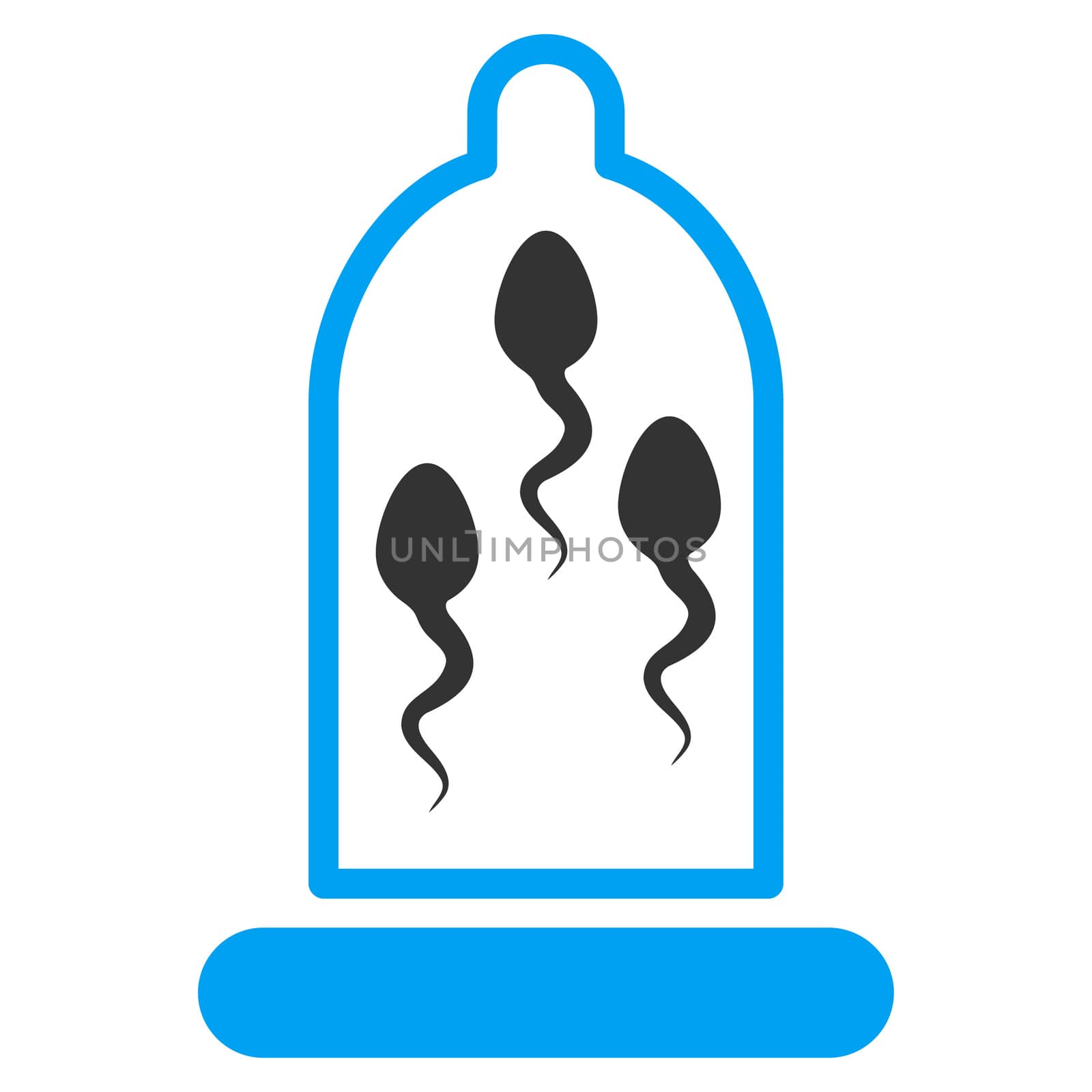 Sperm Protection raster icon. Style is bicolor flat symbol, blue and gray colors, rounded angles, white background.