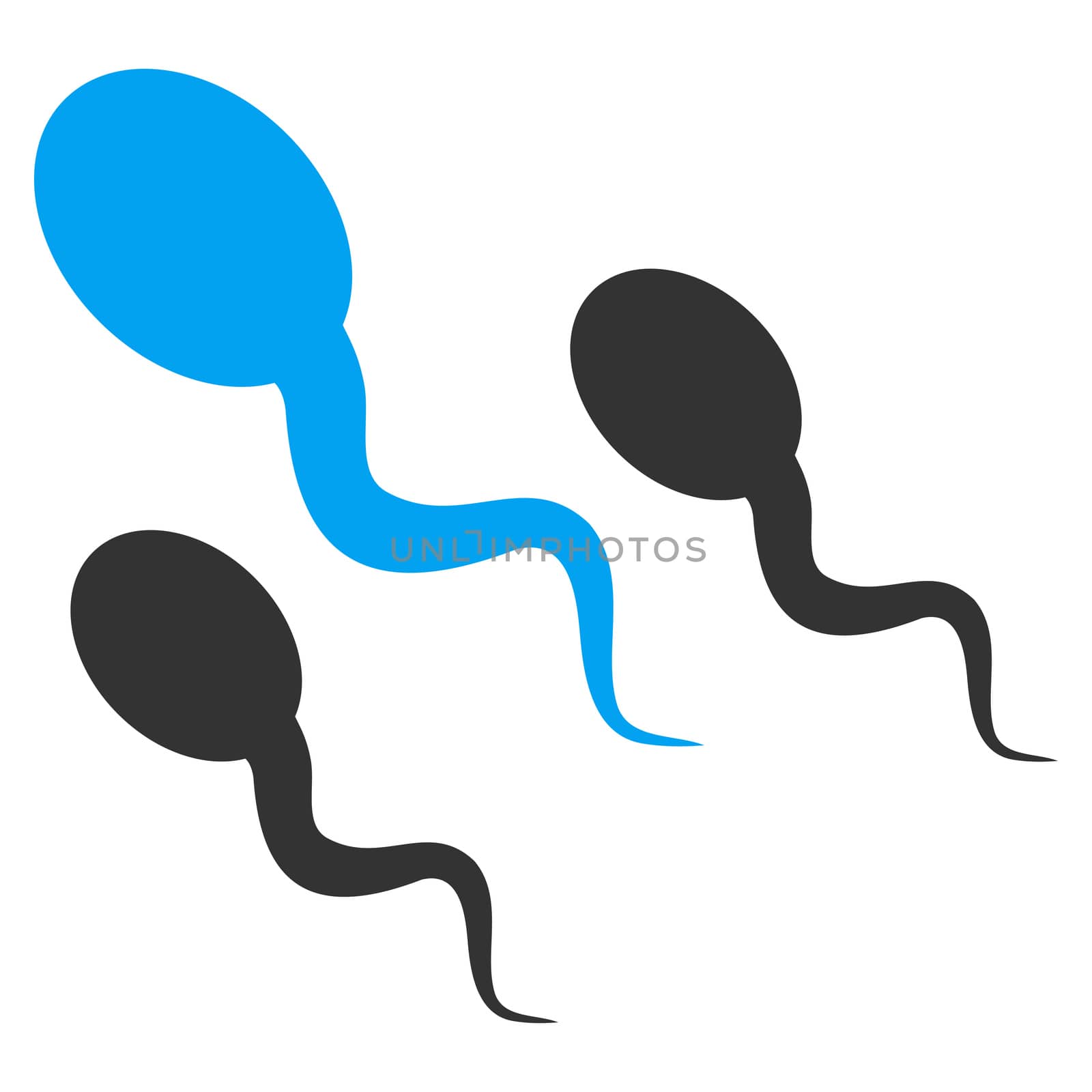 Sperm raster icon. Style is bicolor flat symbol, blue and gray colors, rounded angles, white background.
