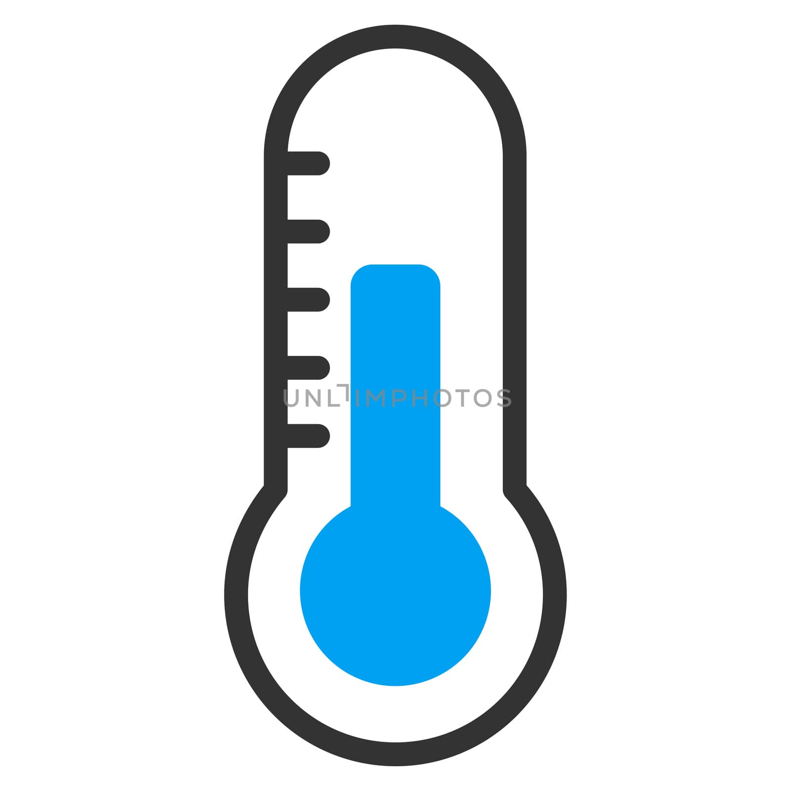Temperature raster icon. Style is bicolor flat symbol, blue and gray colors, rounded angles, white background.