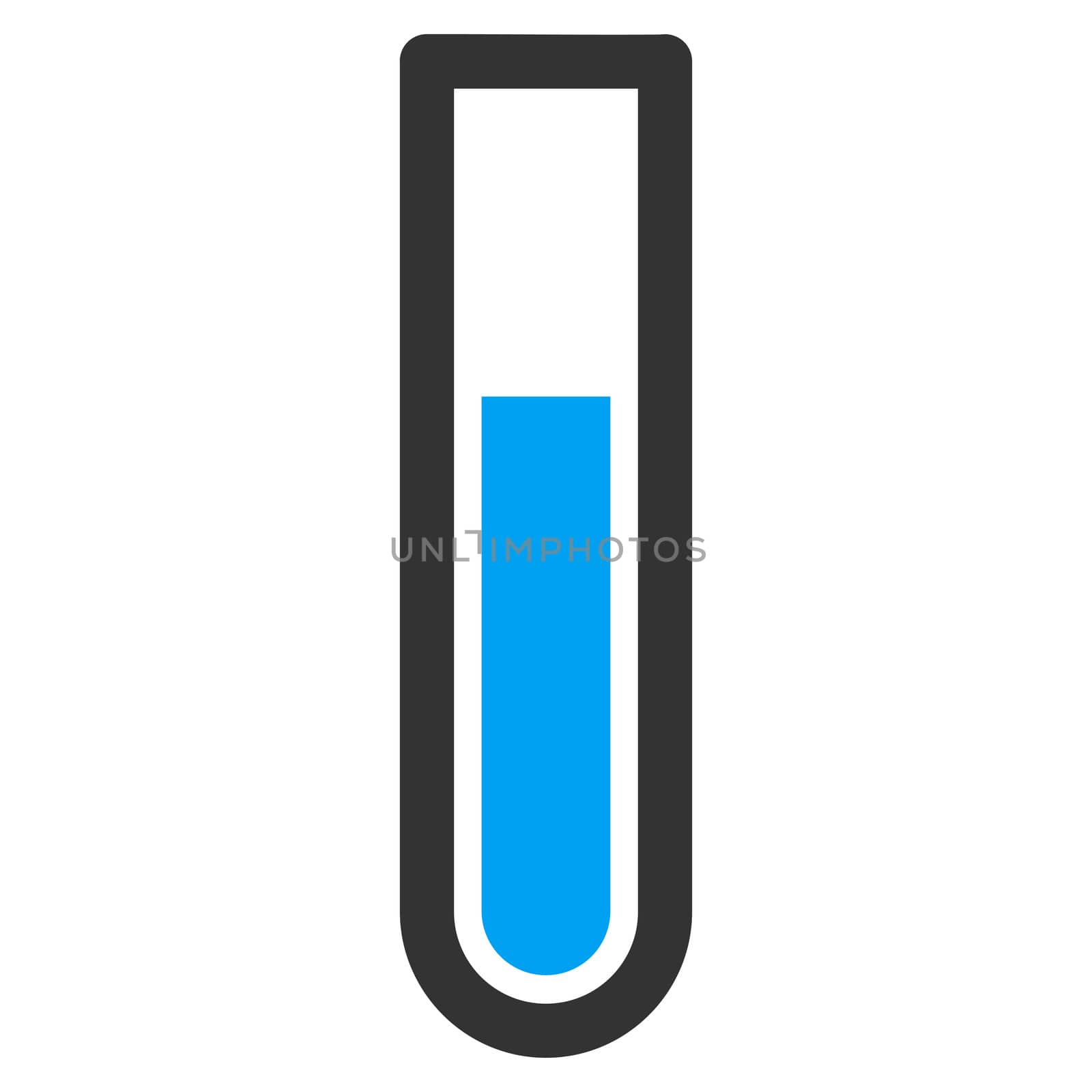 Test Tube raster icon. Style is bicolor flat symbol, blue and gray colors, rounded angles, white background.