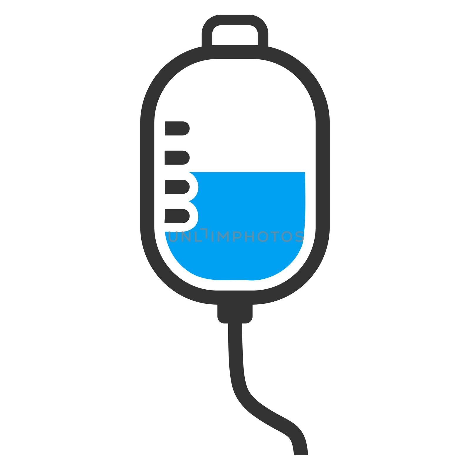 Therapy Dropper raster icon. Style is bicolor flat symbol, blue and gray colors, rounded angles, white background.