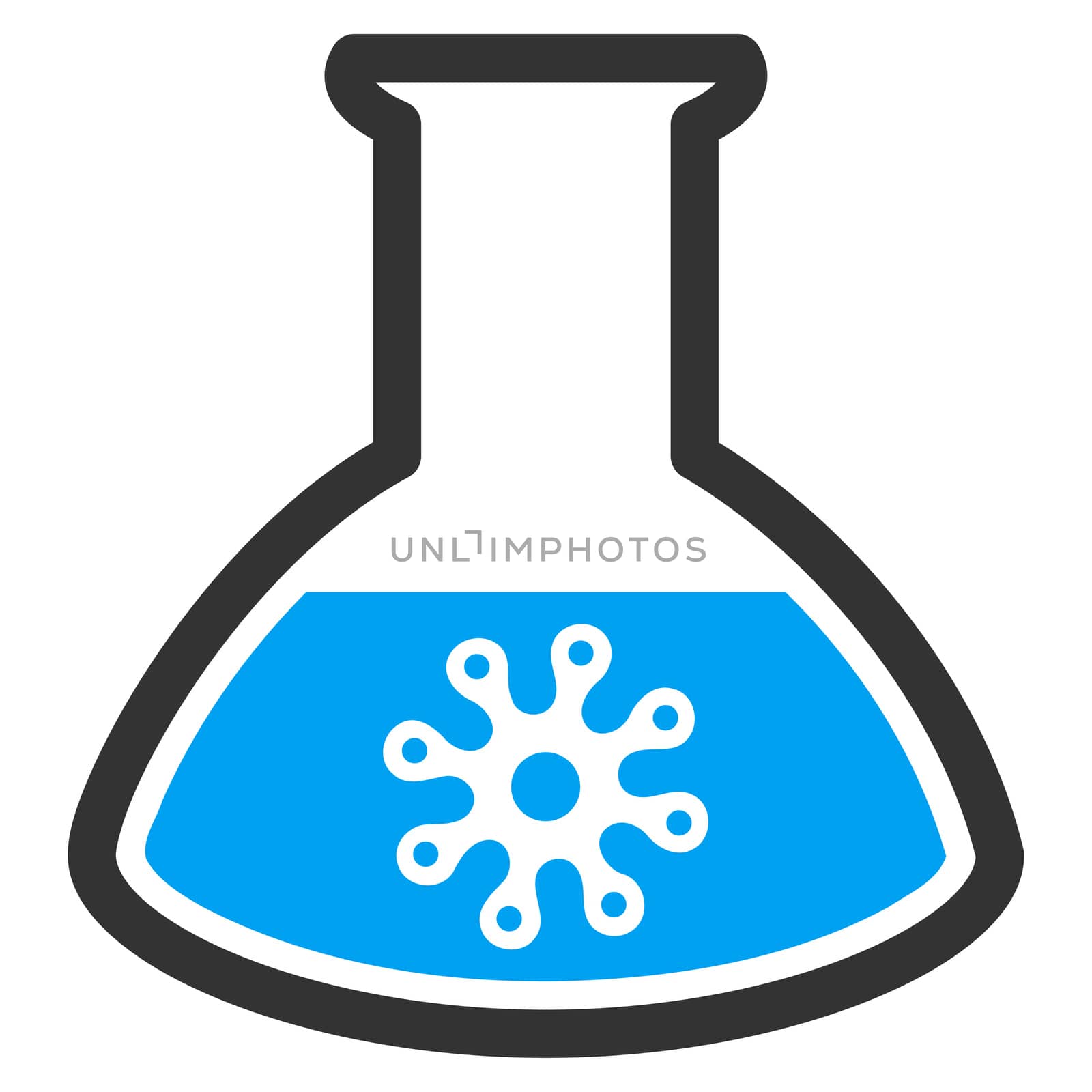 Virus Analysis raster icon. Style is bicolor flat symbol, blue and gray colors, rounded angles, white background.