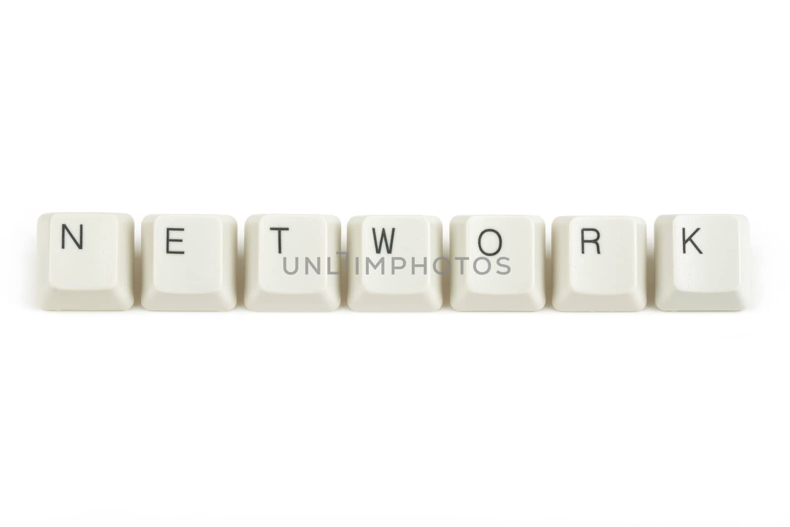 network text from scattered keyboard keys isolated on white background
