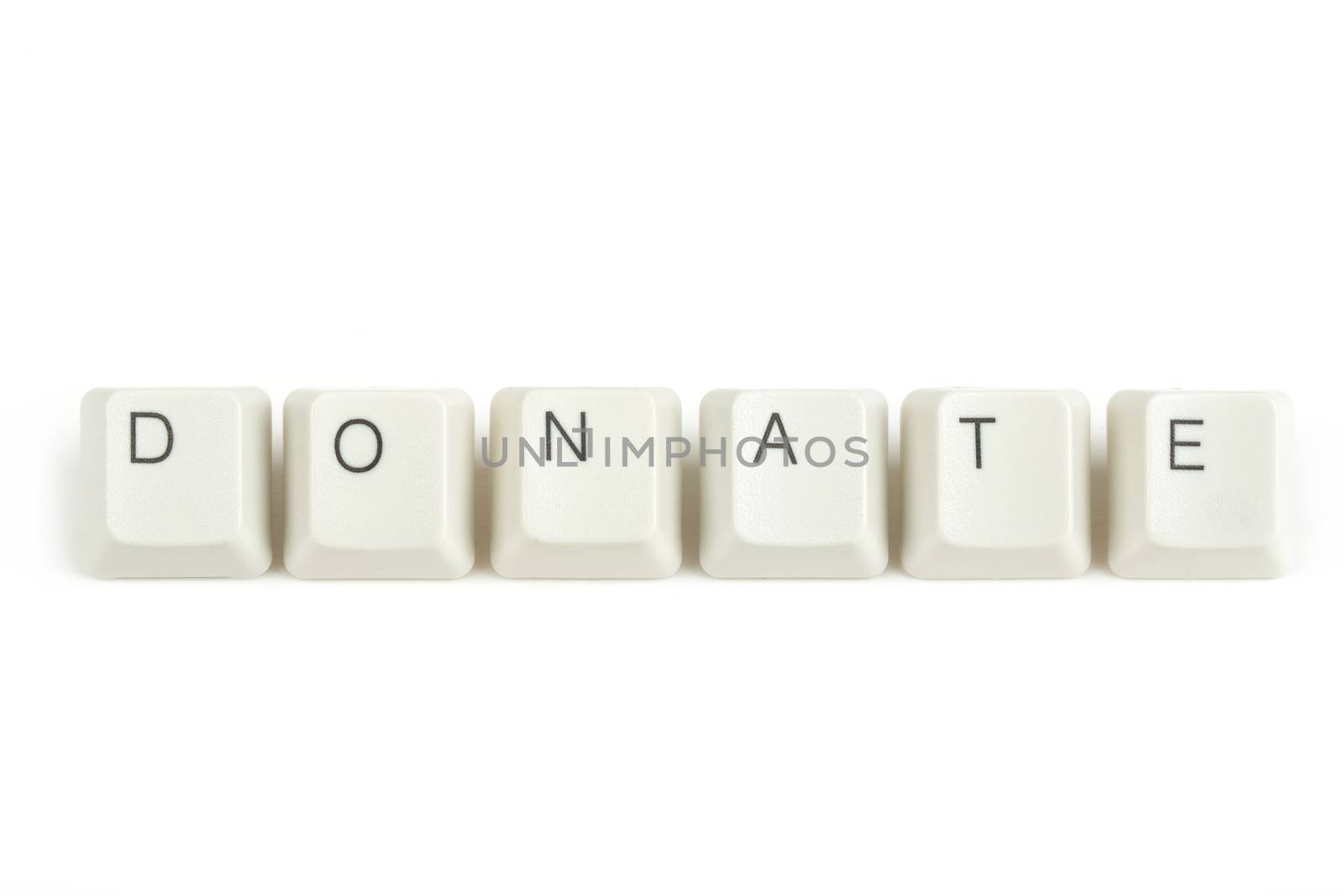donate text from scattered keyboard keys isolated on white background