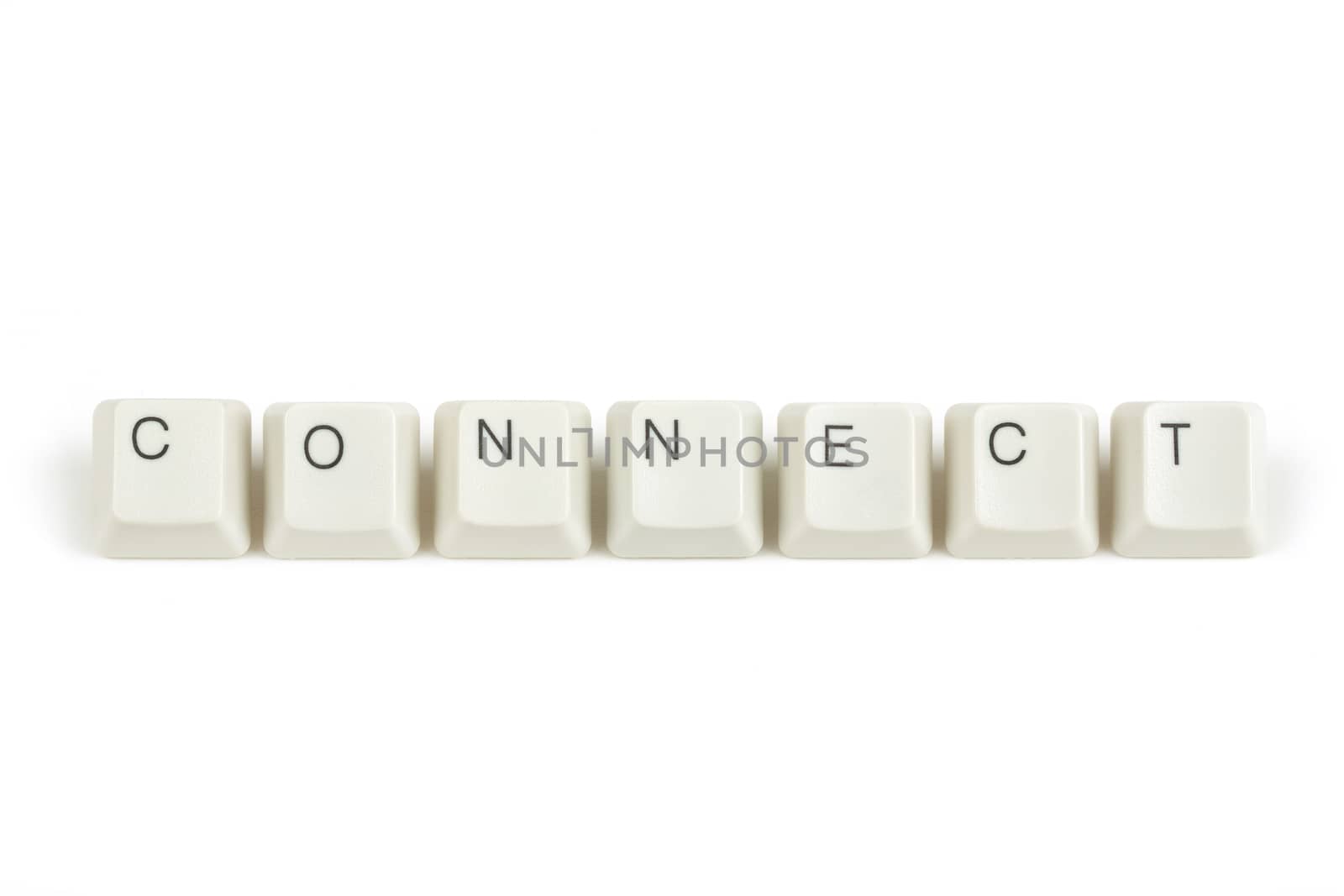connect text from scattered keyboard keys isolated on white background