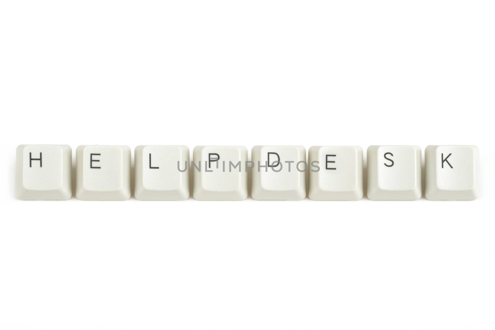 helpdesk text from scattered keyboard keys isolated on white background
