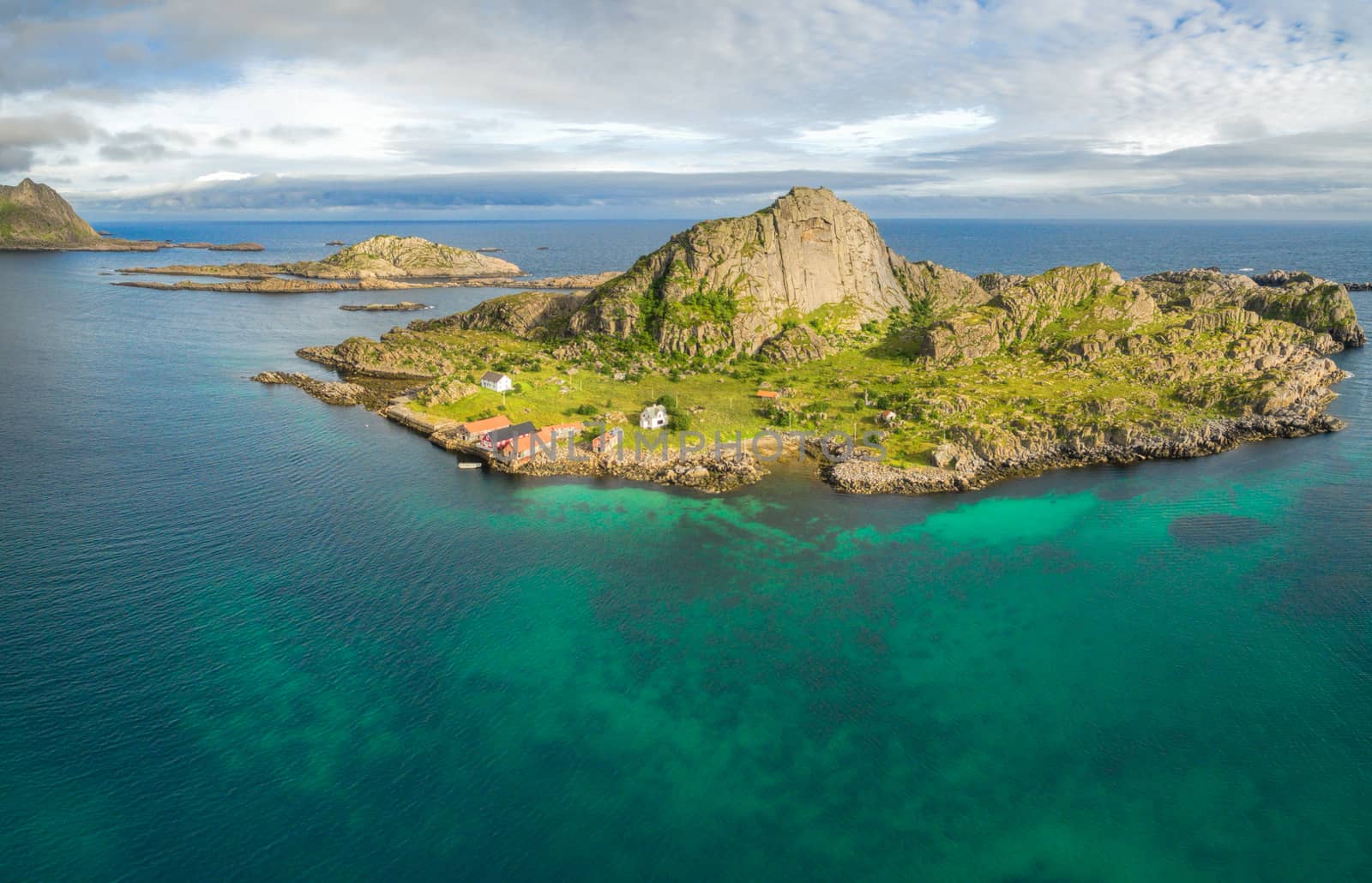 Picturesque islets on the coast of Lofoten islands in Norway