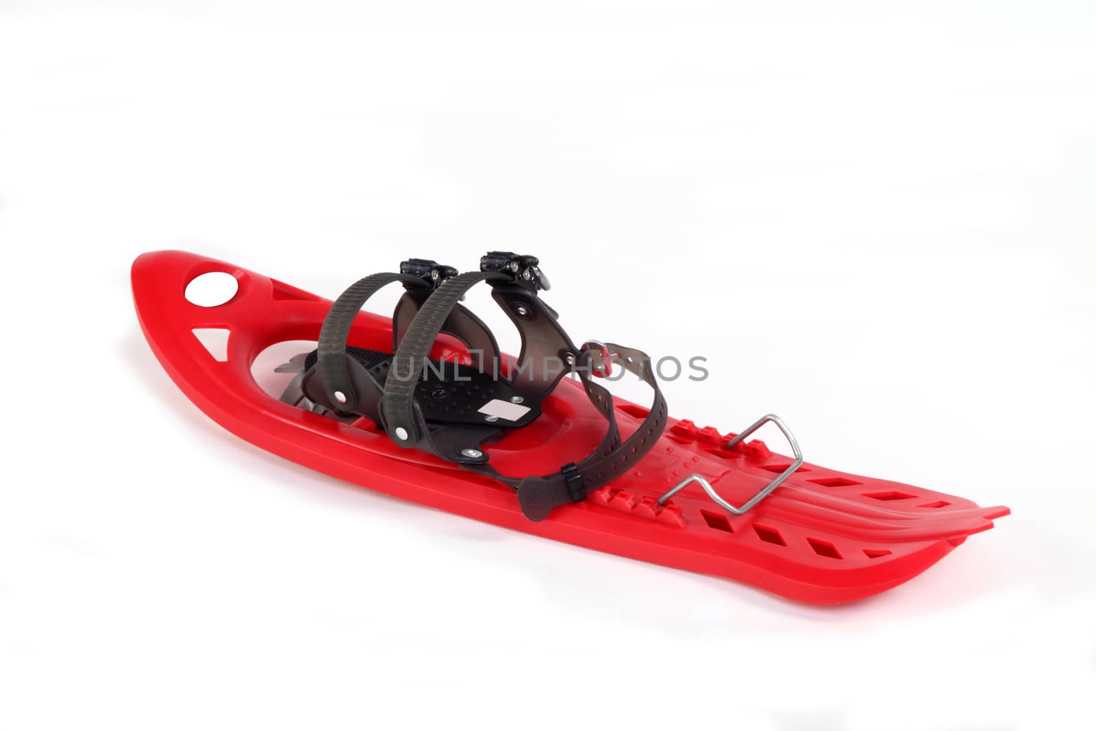 snowshoe plastic color red on a white background