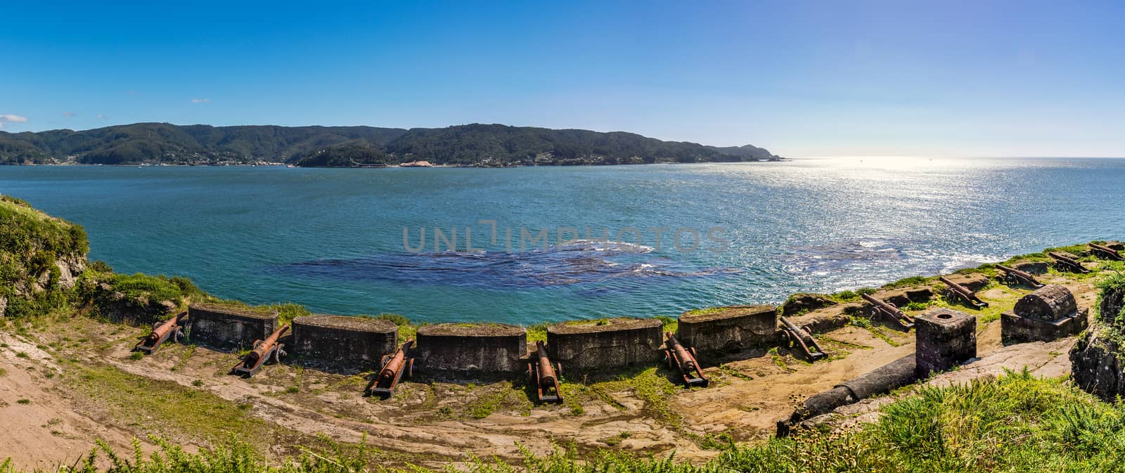 Cannons in the Spanish fortress in Niebla, Valdivia, Patagonia, Chile