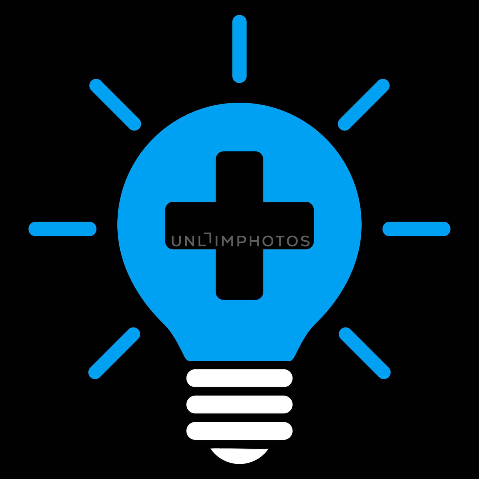 Medical Lamp raster icon. Style is bicolor flat symbol, blue and white colors, rounded angles, black background.